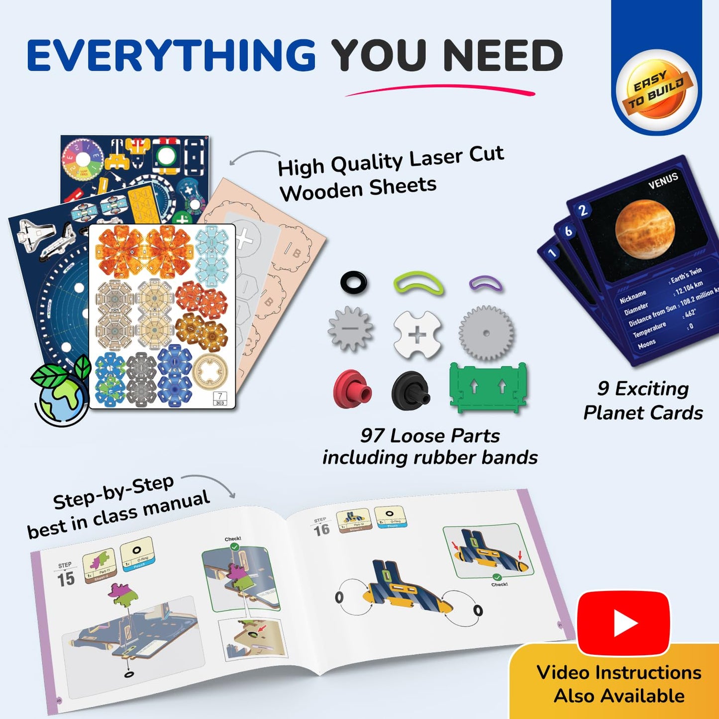 Smartivity DIY Solar System Kit - Gear-Driven Planet Model for Kids 8-14 | Build, Rotate & Explore the Planets | Learn Solar System & Science Facts | Birthday Gift for Boys & Girls 8-14 Years
