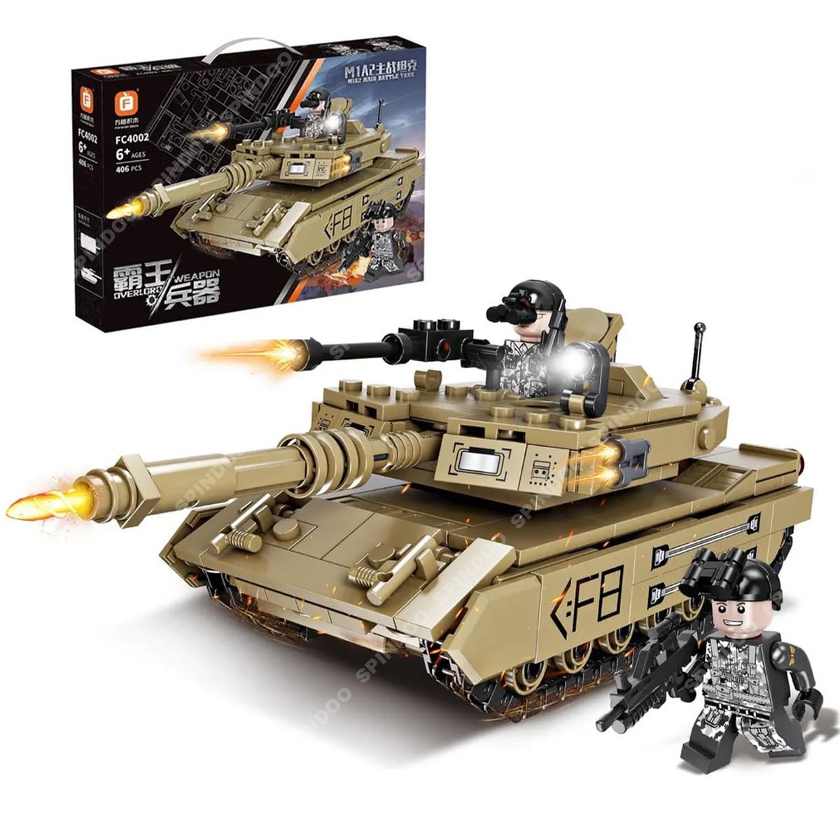 406 PCS Military M1A2 Main Battle Tank Building Block Set | Army Weapon Tank Model Brick Toy | Compatible Construction Bricks | Educational DIY Building Toy Gift for Kids Boys