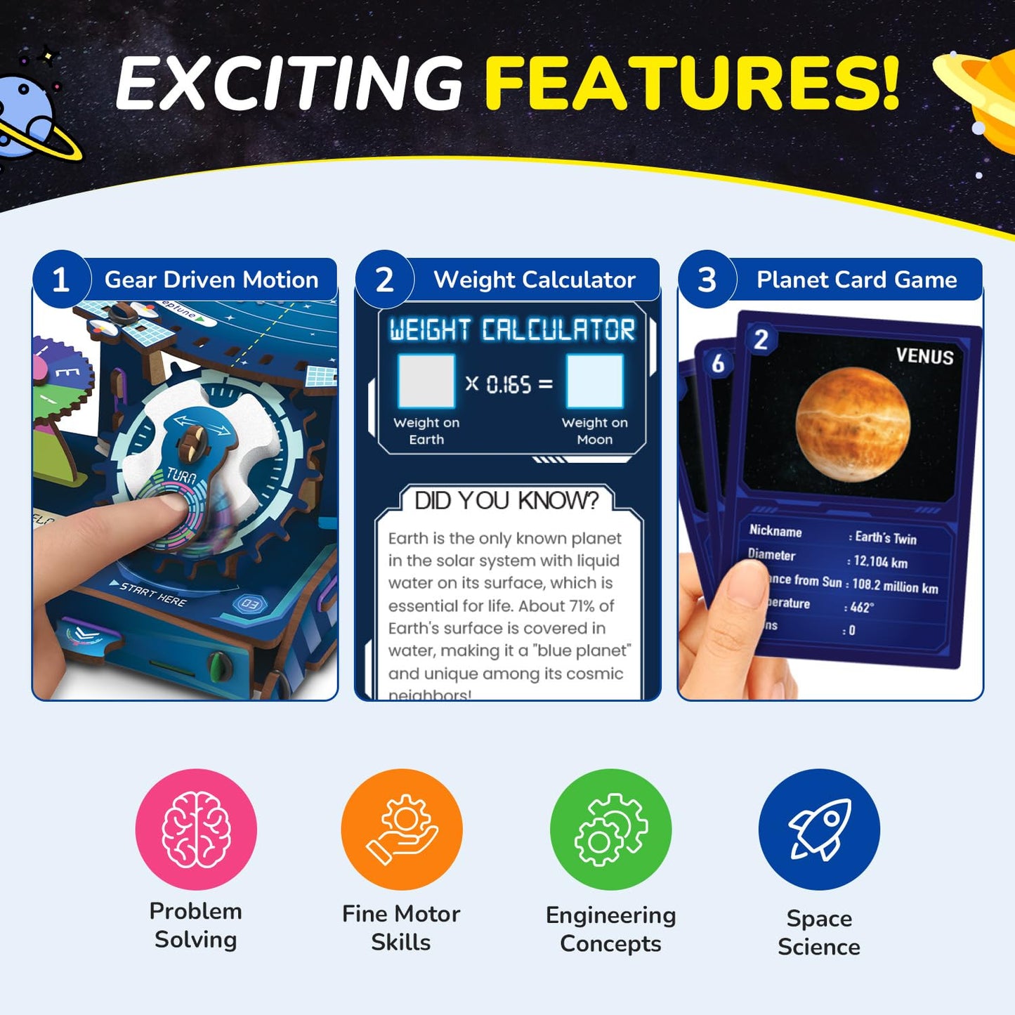 Smartivity DIY Solar System Kit - Gear-Driven Planet Model for Kids 8-14 | Build, Rotate & Explore the Planets | Learn Solar System & Science Facts | Birthday Gift for Boys & Girls 8-14 Years