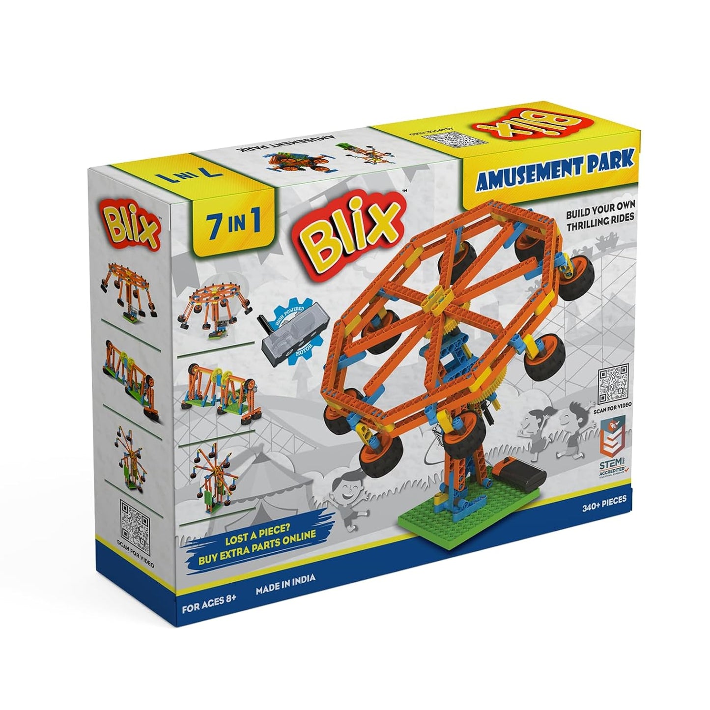 BLIX Robotix - Amusement Park, Science Kit, Educational DIY Building Set, Construction Toys, for 7+ Years Boys and Girls