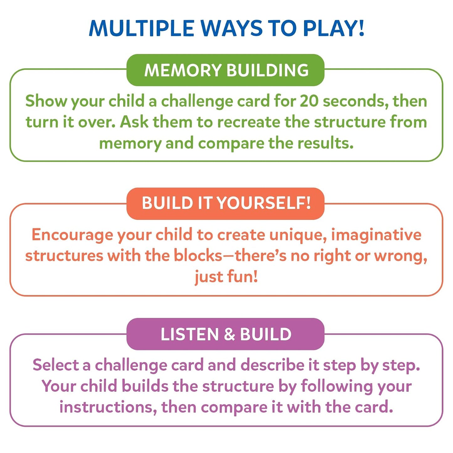 Skillmatics Brain Blocks, 3D Early STEM Building Blocks Game for Kids | Shapes, Balance & Pattern Play, 3 Levels of Challenge Cards, Screen-Free Learning Toy, Gift for Boys & Girls Ages 4, 5, 6, 7