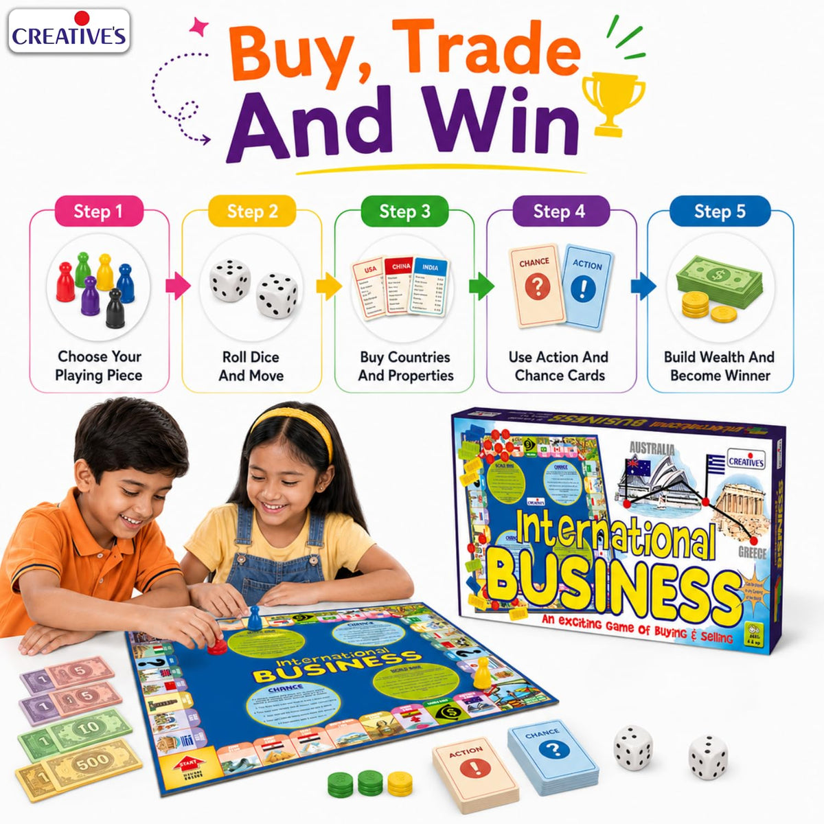 Creative's International Business Board Game - Business Tycoon Game for Kids & Adults, Learning & Educational Game - Best Gift for Unisex Kids - Ages 6 & Up