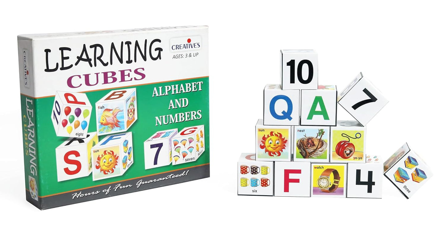 Creative's Learning Cubes Alphabet and Numbers | Plastic Cubes/Letter Recognition and Their Sounds | Learn Alphabet and Numbers | Ages 3 & UP