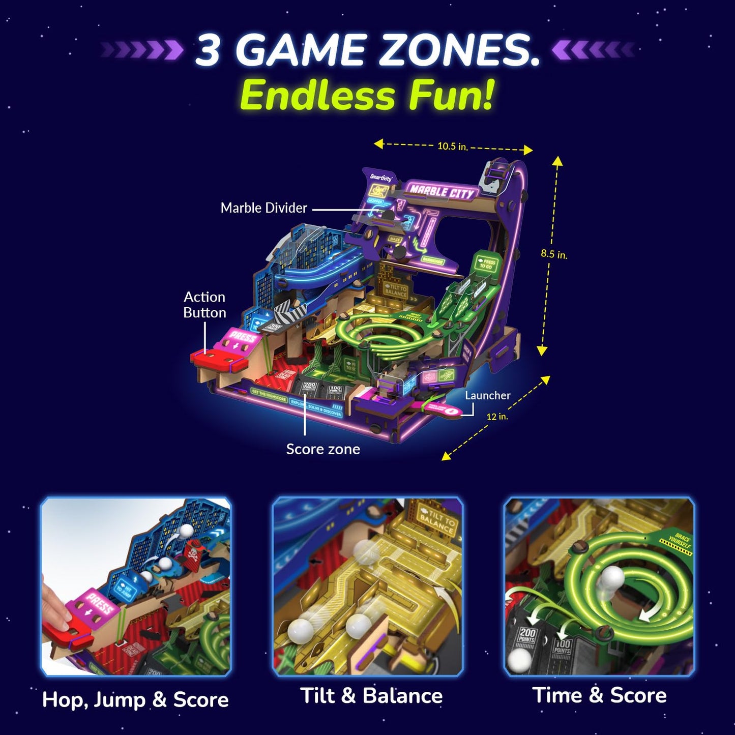 Smartivity Ultimate Marble City for Kids 8-14 Years | 3in1 Spiral, Maze & Hopper Game Zones | Build & Play STEM Toy | Birthday Gift for Boys & Girls Ages 8-14 Years