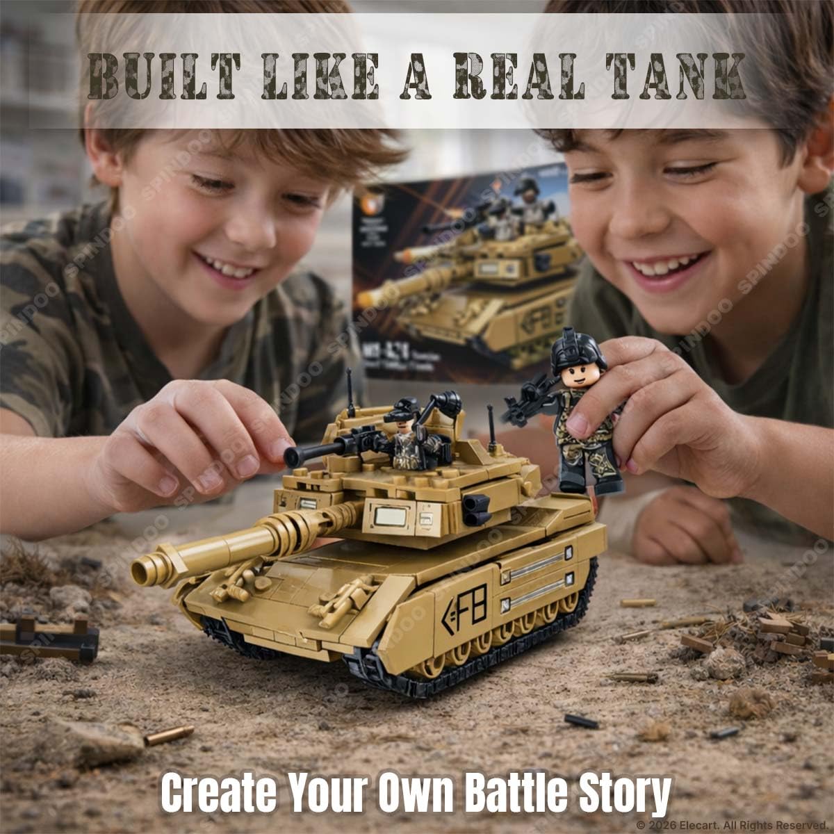 406 PCS Military M1A2 Main Battle Tank Building Block Set | Army Weapon Tank Model Brick Toy | Compatible Construction Bricks | Educational DIY Building Toy Gift for Kids Boys