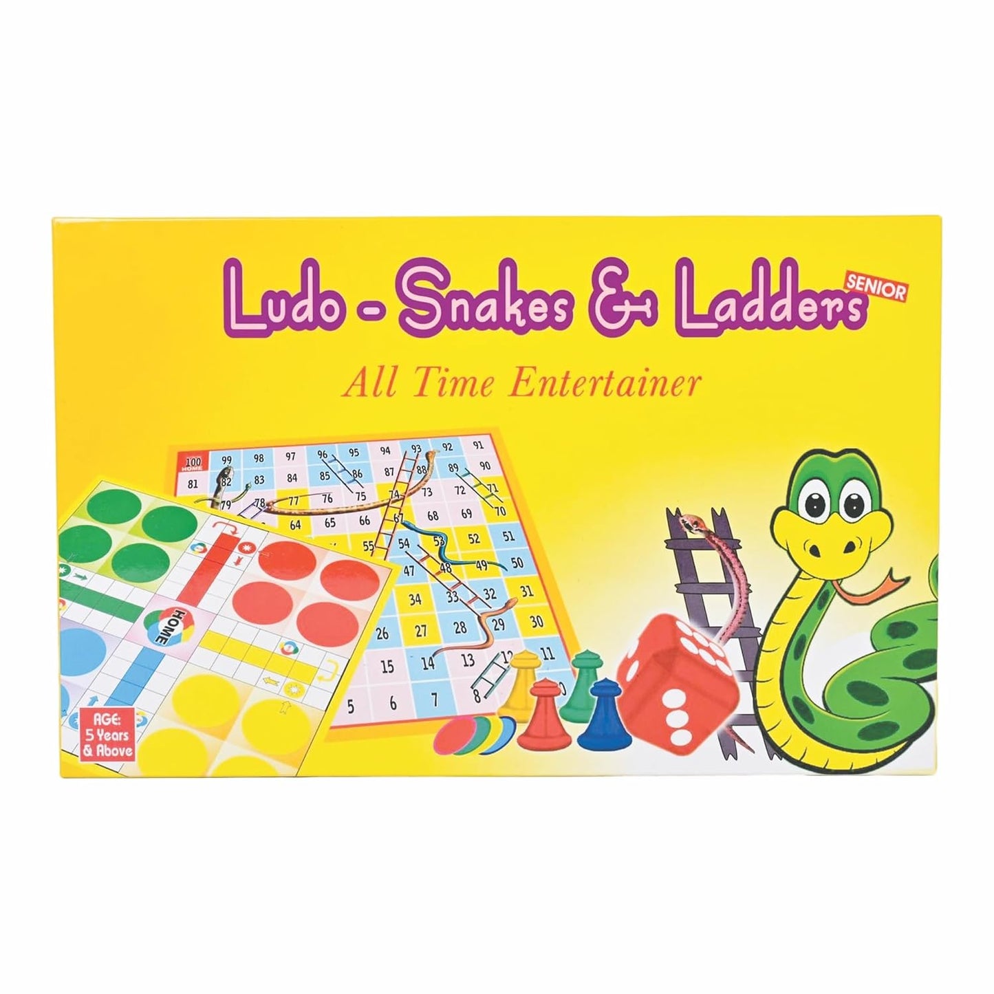 Ludo-Snakes & Ladders Sr., Board Game, Ages 5+, 2-in-1 Classic Family Game
