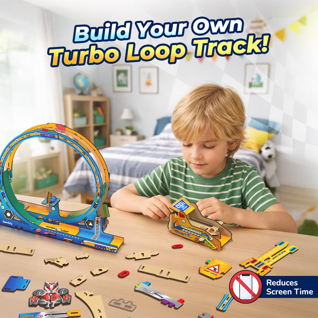 Smartivity High-Speed Race Car Track with Loop for Kids 6-12 | 3in1 Car, Loop & Glider Plane Launcher | Build & Play STEM Toy | Birthday Gift for Boys & Girls Ages 6-12 Years