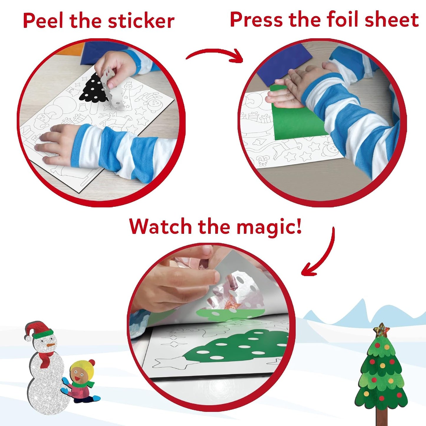 Skillmatics Foil Fun – Holiday Magic, Mess-Free Holiday Art & Craft Kit | DIY Foil Art Activity for Kids, Travel Toys, Gift for Boys & Girls Ages 4, 5, 6, 7, 8, 9