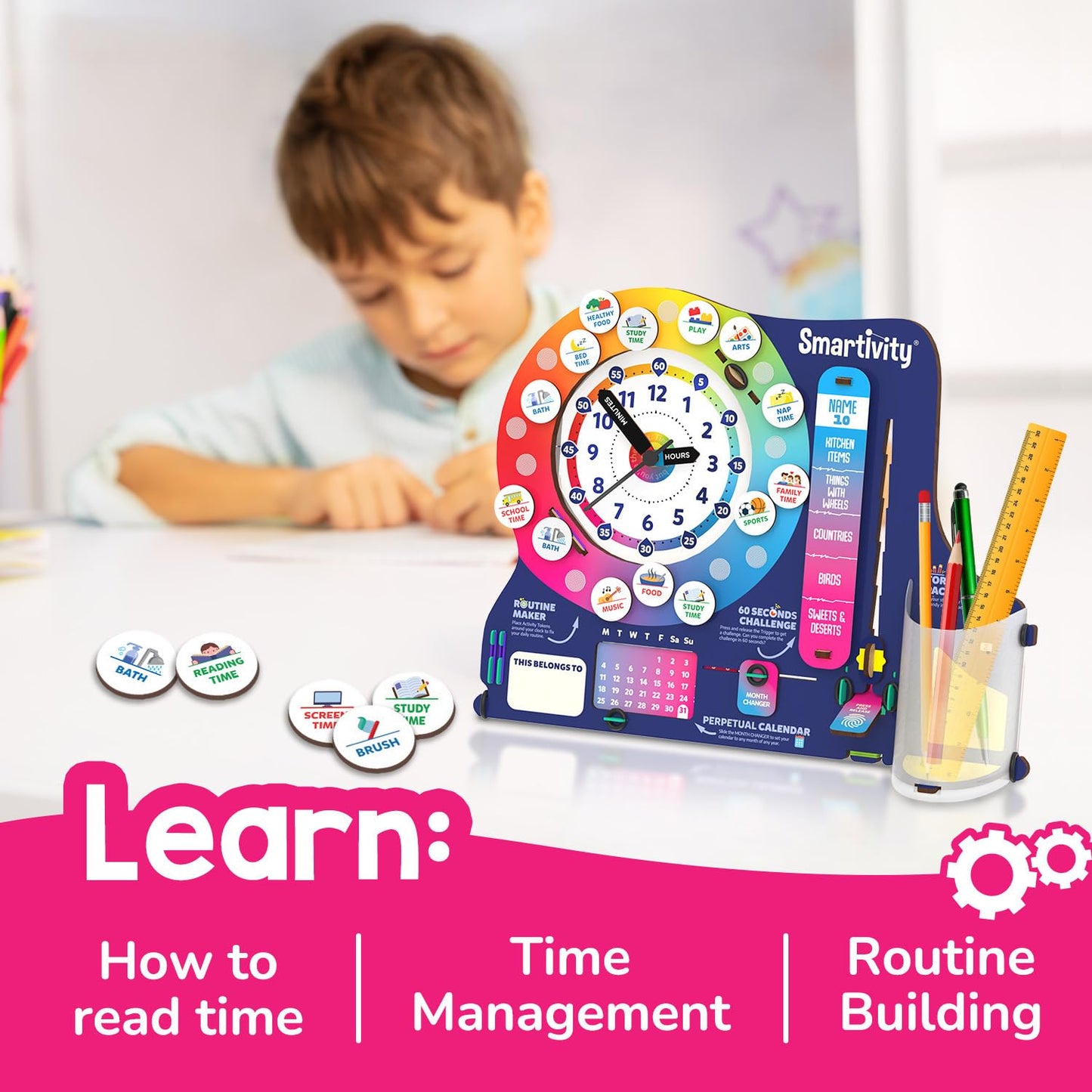 Smartivity DIY Interactive Clock & Organiser for Kids 6-12 Years | Features an Infinity Calendar | Educational STEM Toy | Birthday Gift for Boys & Girls Ages 6-12 Years