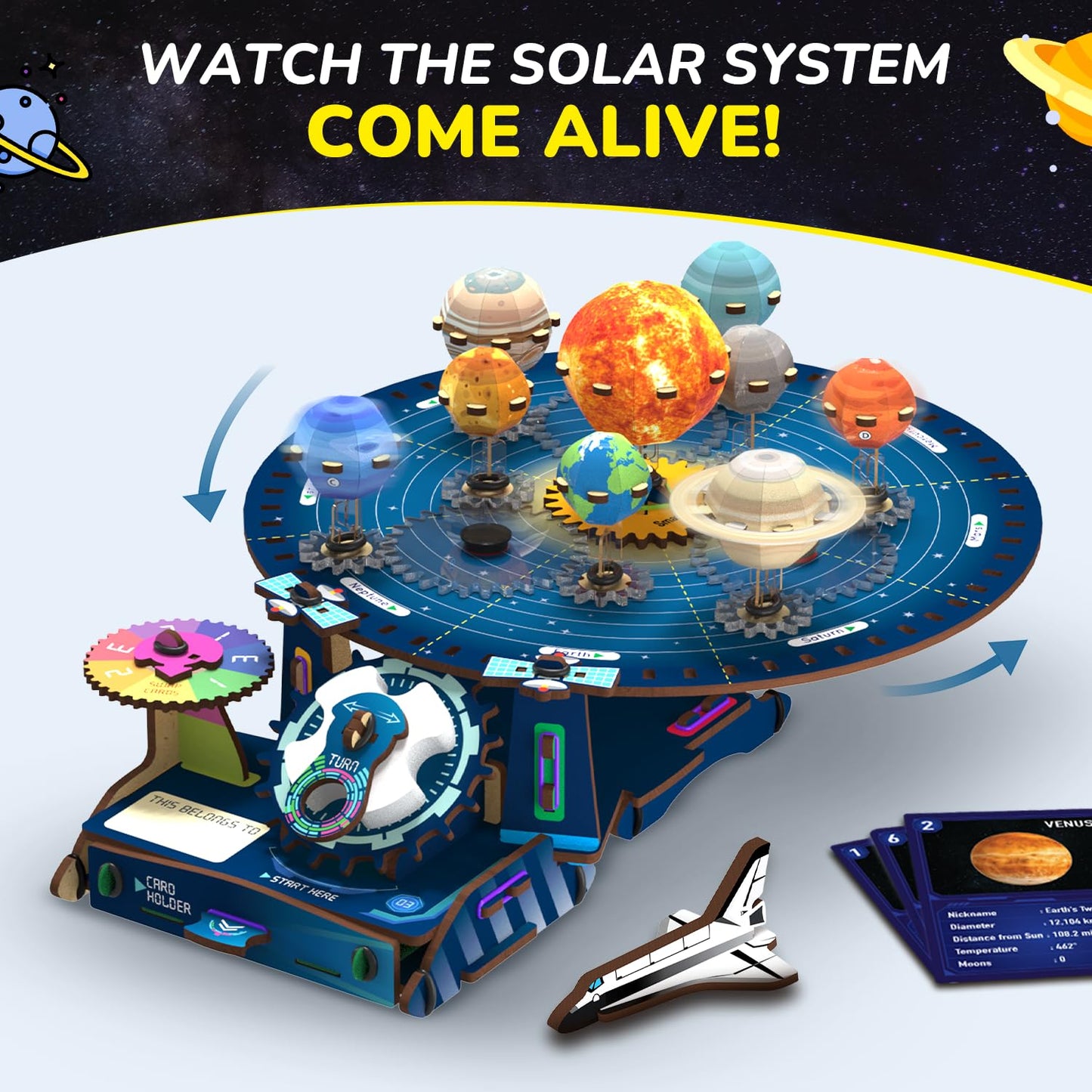 Smartivity DIY Solar System Kit - Gear-Driven Planet Model for Kids 8-14 | Build, Rotate & Explore the Planets | Learn Solar System & Science Facts | Birthday Gift for Boys & Girls 8-14 Years