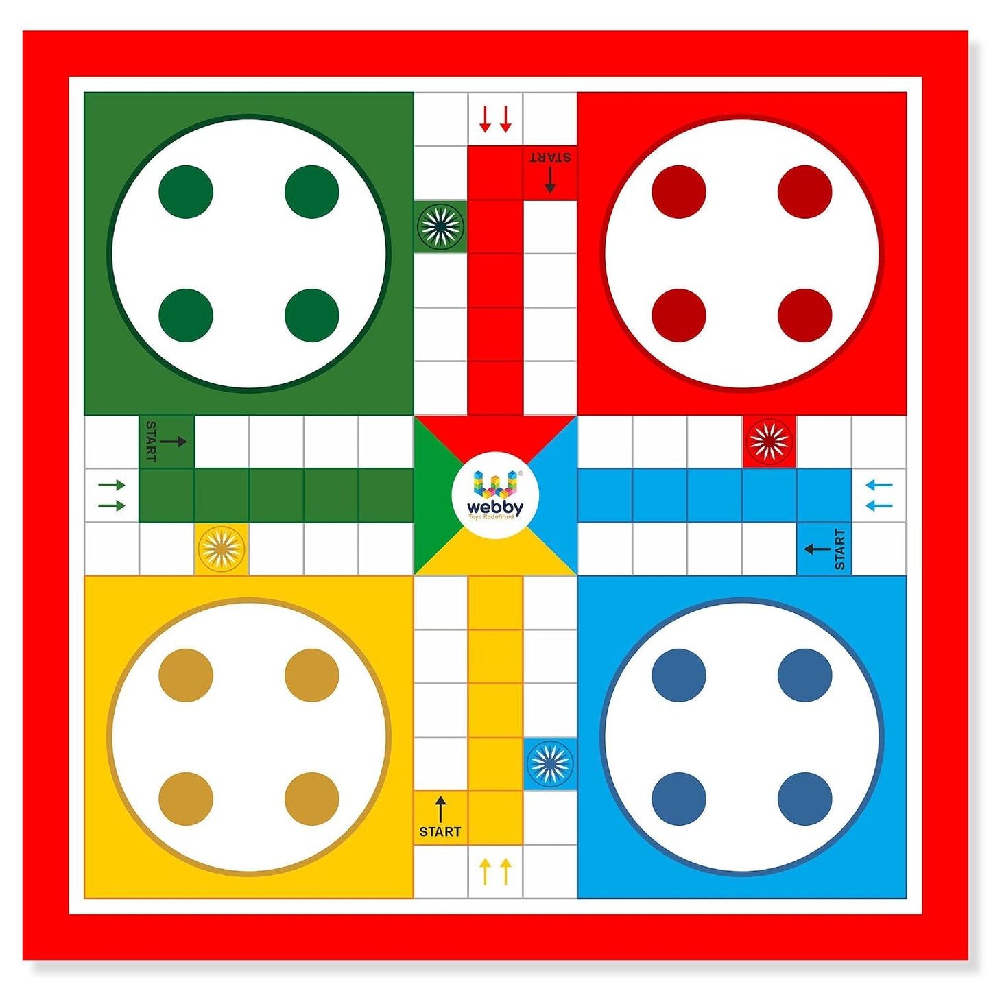 Webby Ludo with Snake and Ladders Double Sided Board Game | Portable Travel Set | Traditional Fun Family Game for Kids and Adults