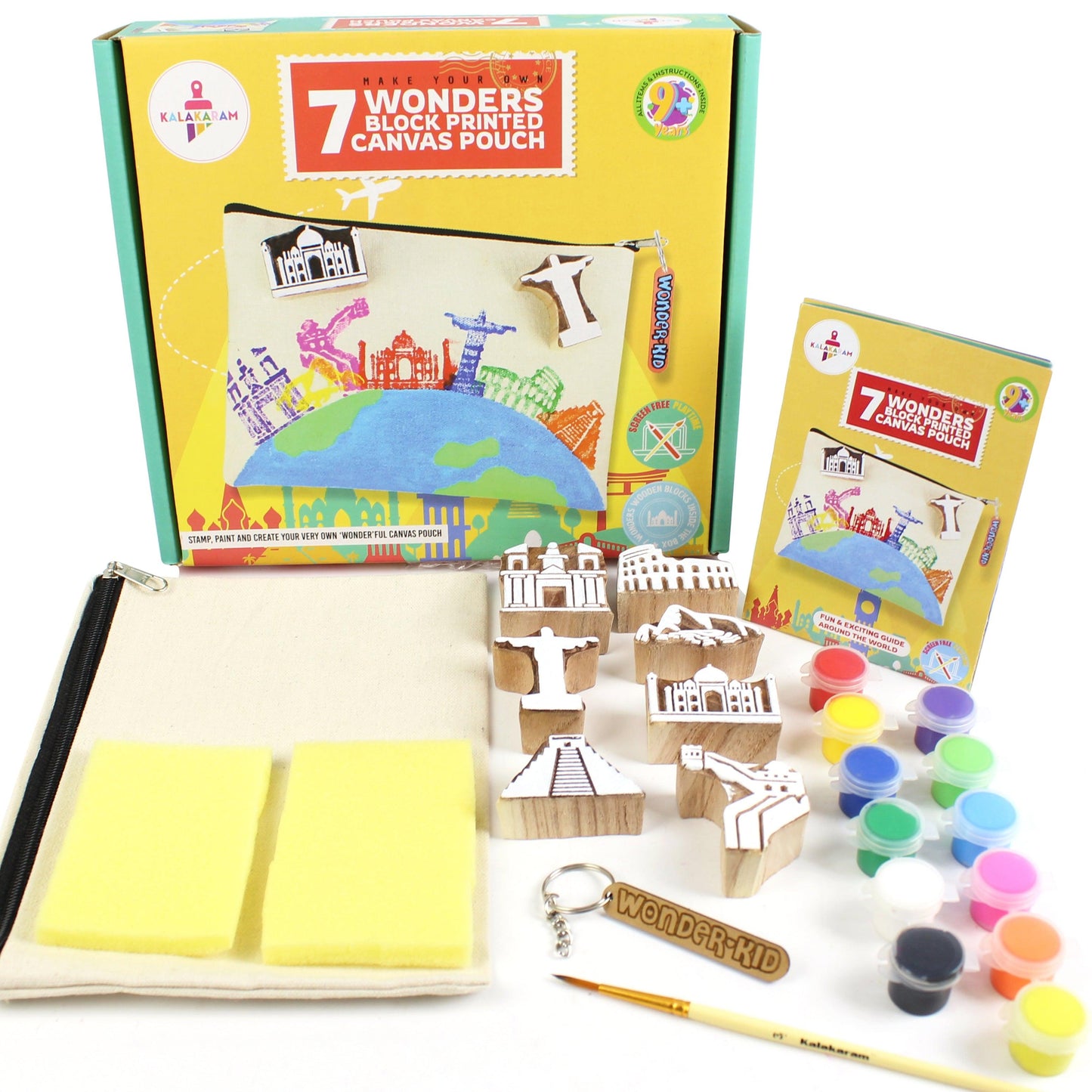 7 Wonders Block Painting Canvas Pouch Activity Kit  | STEM Learning | Decorative Craft | Age: 9-12 Years