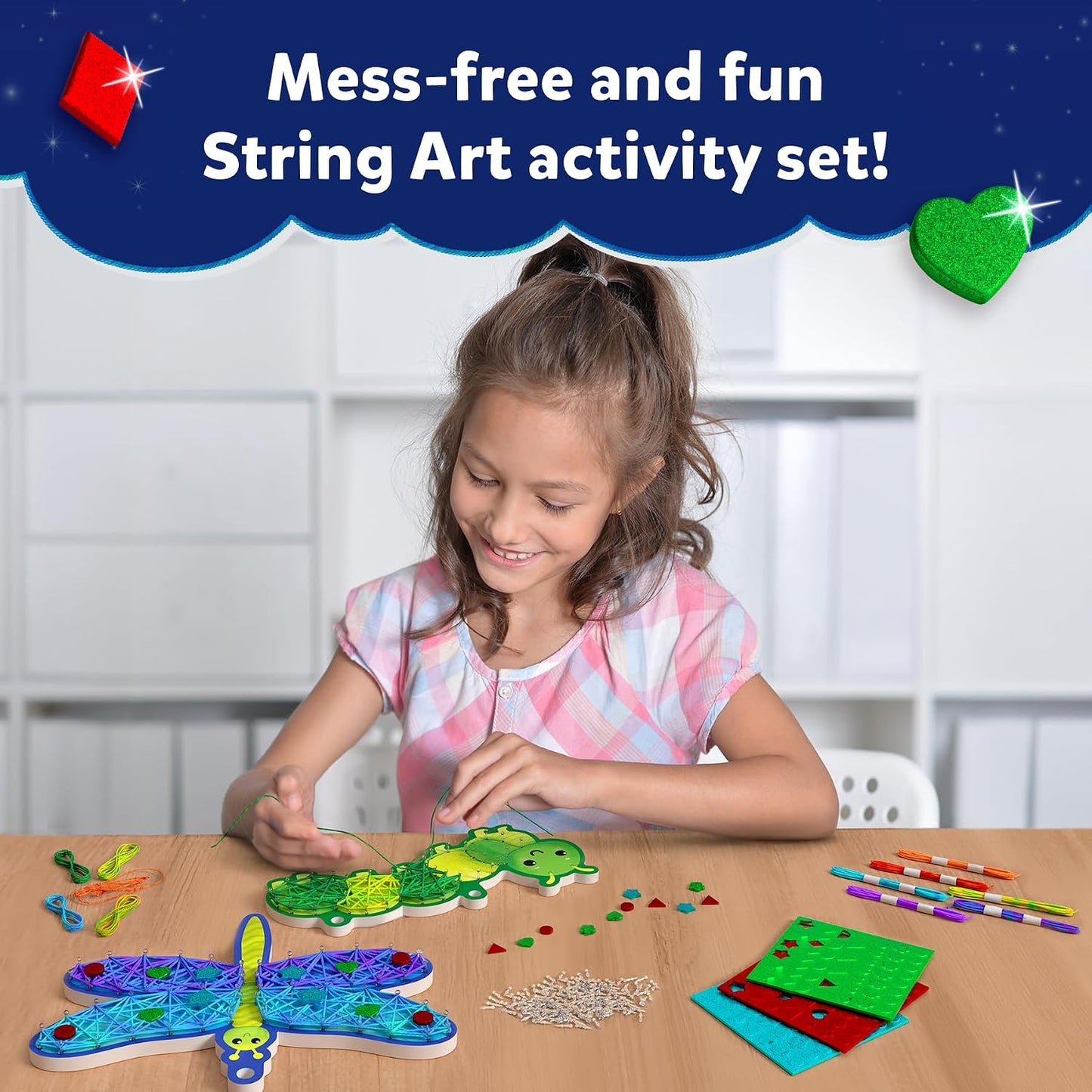 Skillmatics String Art Activity for Kids – Bugs & Butterflies | Mess-Free Art & Craft Kits & Supplies, DIY Decor & Creative Activity, Gifts for Girls & Boys Ages 6, 7, 8, 9, 10, 11, 12