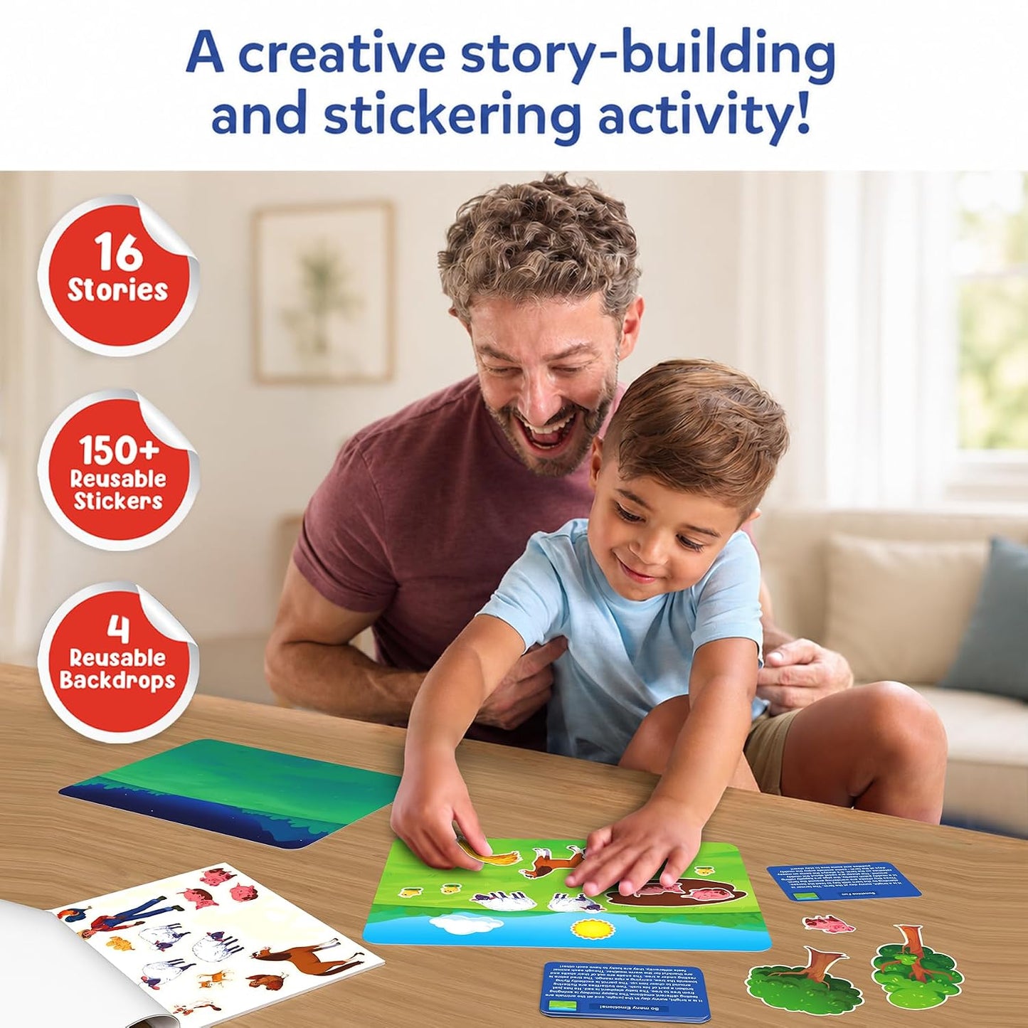 Skillmatics Sticker Stories – Storytelling Kit with 150+ Reusable Stickers | Creative Story & Skill Building, Preschool & Kindergarten Toy, Educational Gift for Boys & Girls Ages 3, 4, 5, 6, 7