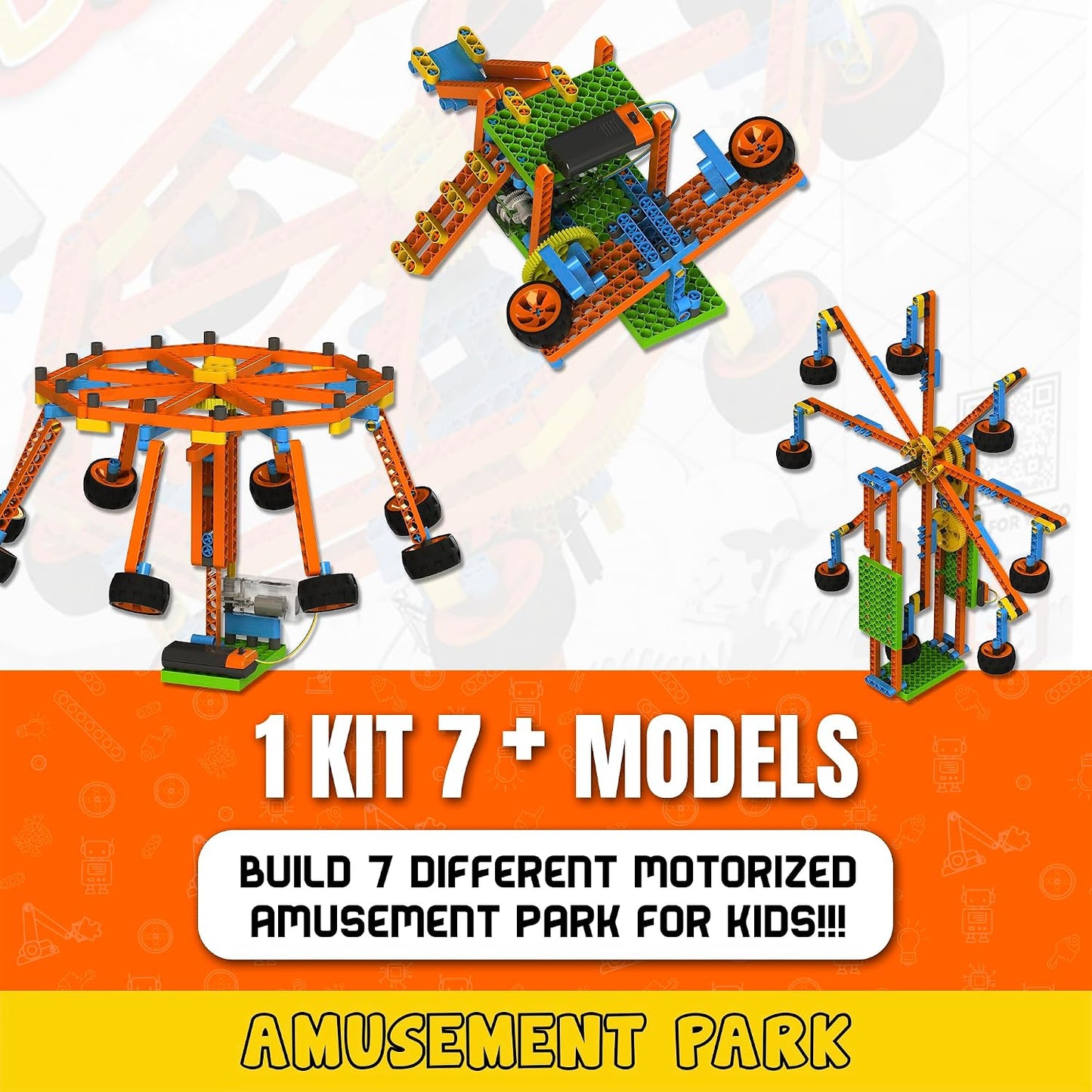 BLIX Robotix - Amusement Park, Science Kit, Educational DIY Building Set, Construction Toys, for 7+ Years Boys and Girls