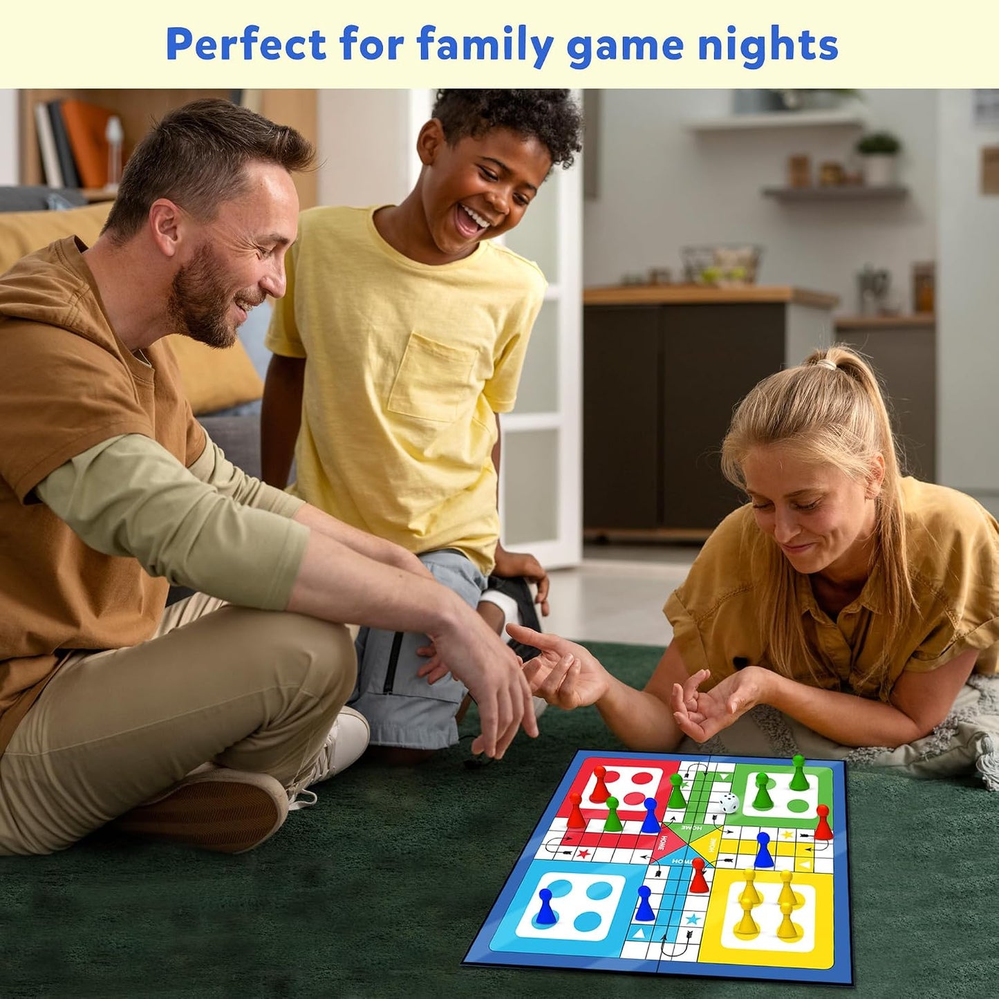 Ludo Game for Kids | 2-in-1 Magentic Snakes & Ladders and Ludo Board | 14”x14” Foldable Big Family Game for Kids & Adults | Travel-Friendly Dice Board Game