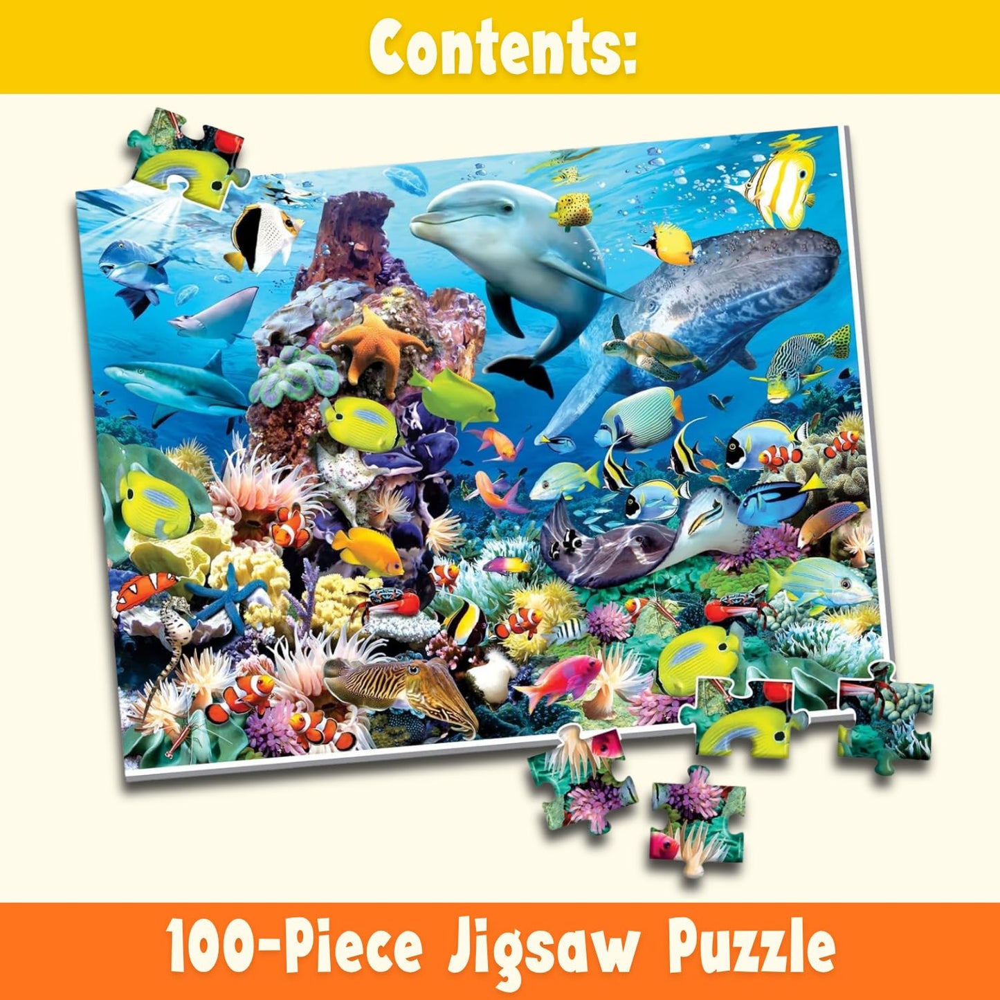 Creative's Sea Animals – 100 Piece Jigsaw Puzzle | Ocean-Themed for Kids & Adults | Fun & Challenging Brain Game | Educational Sea Life for Ages 6 & Up