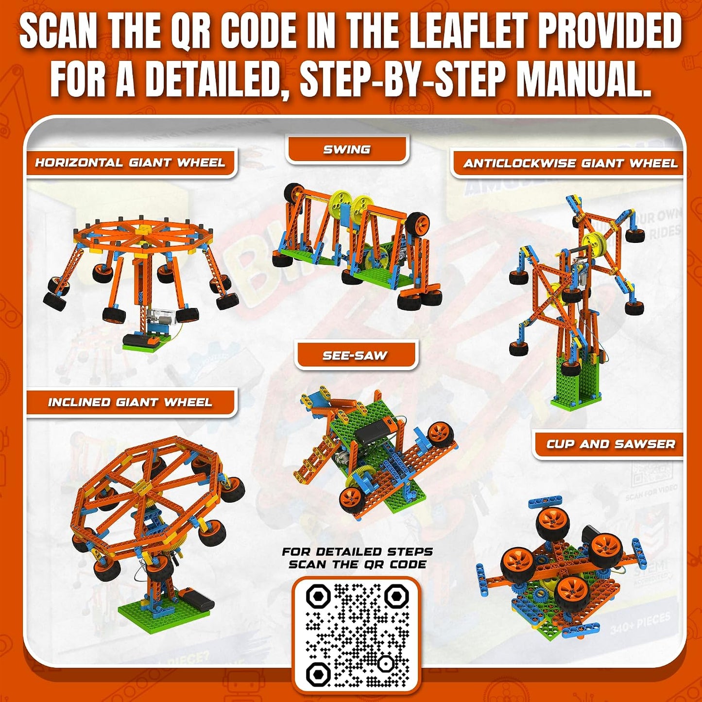 BLIX Robotix - Amusement Park, Science Kit, Educational DIY Building Set, Construction Toys, for 7+ Years Boys and Girls