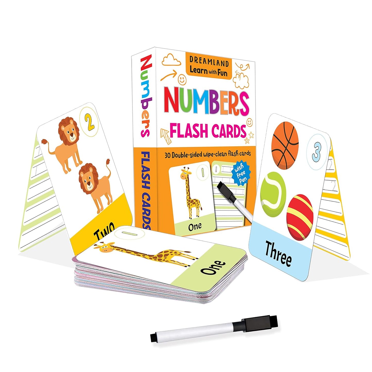 Flash Cards Numbers | 30 Double-Sided Wipe-Clean Flash Cards for Kids with Free Pen | Learn Counting & Number Recognition | Early Math Practice for Preschool & Kindergarten | Laminated, Durable Educational Cards