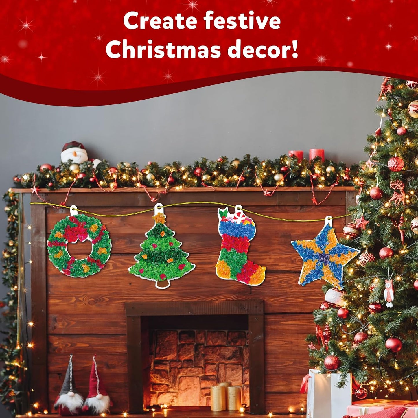 Skillmatics Poke-in Art – Christmas Decor, DIY Craft Kits | Mess-Free Art for Kids, Creative Activity, Screen-Free, Gift for Ages 4, 5, 6, 7, 8, 9, 10, 11, 12