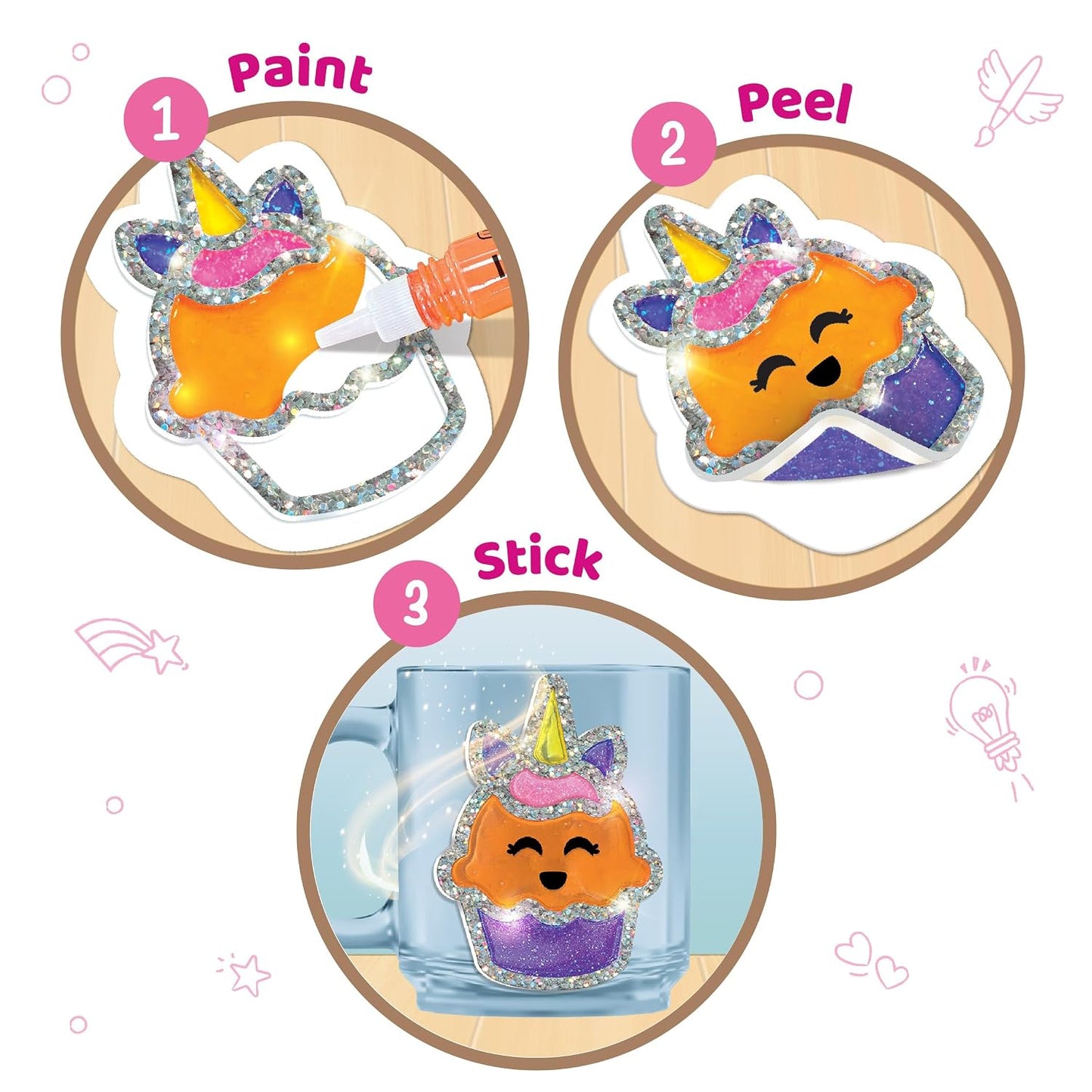 Imagimake DIY Unicorn Jelly Stickers | Art & Craft Kit for Kids Age 3+ | 25+ unicorn designs, 15 glass paint tubes & detail sticker sheet; paint, peel & stick glossy jelly stickers on glass