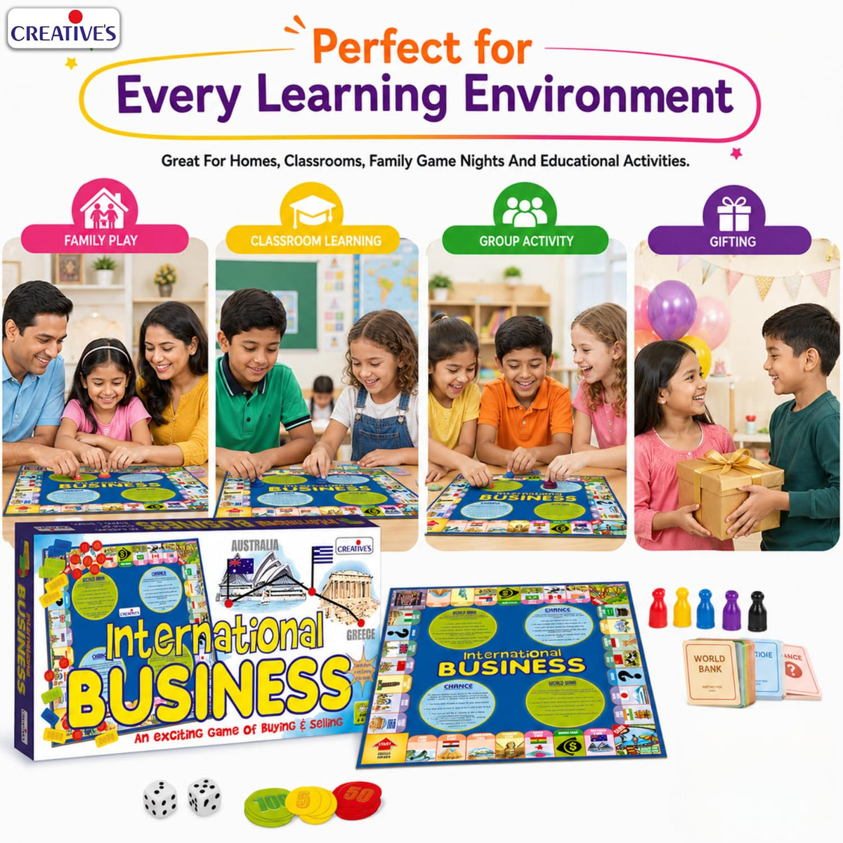 Creative's International Business Board Game - Business Tycoon Game for Kids & Adults, Learning & Educational Game - Best Gift for Unisex Kids - Ages 6 & Up