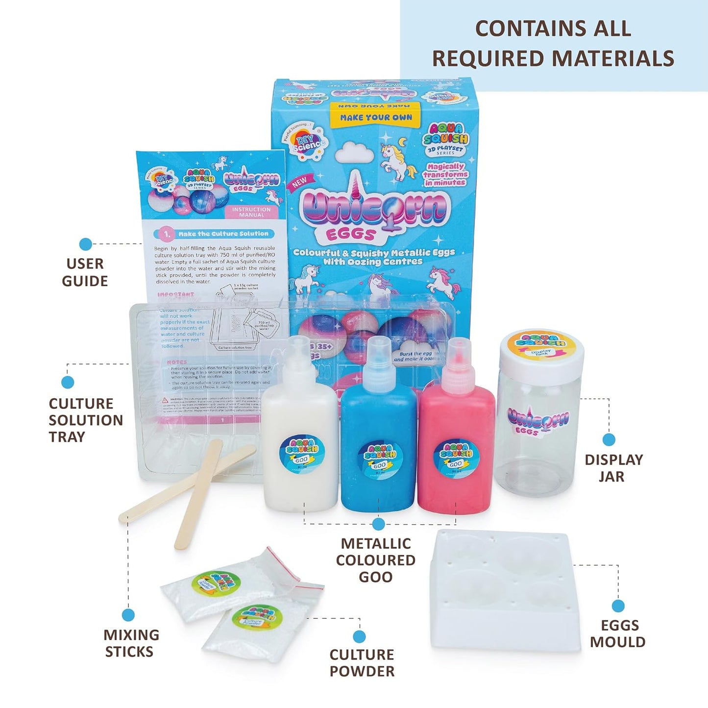 Aqua Squish Kit | Make 3D Colourful and Soft Squishy | Magic Water Elf Gel Toys for Girls and Boys (Unicorns Eggs)