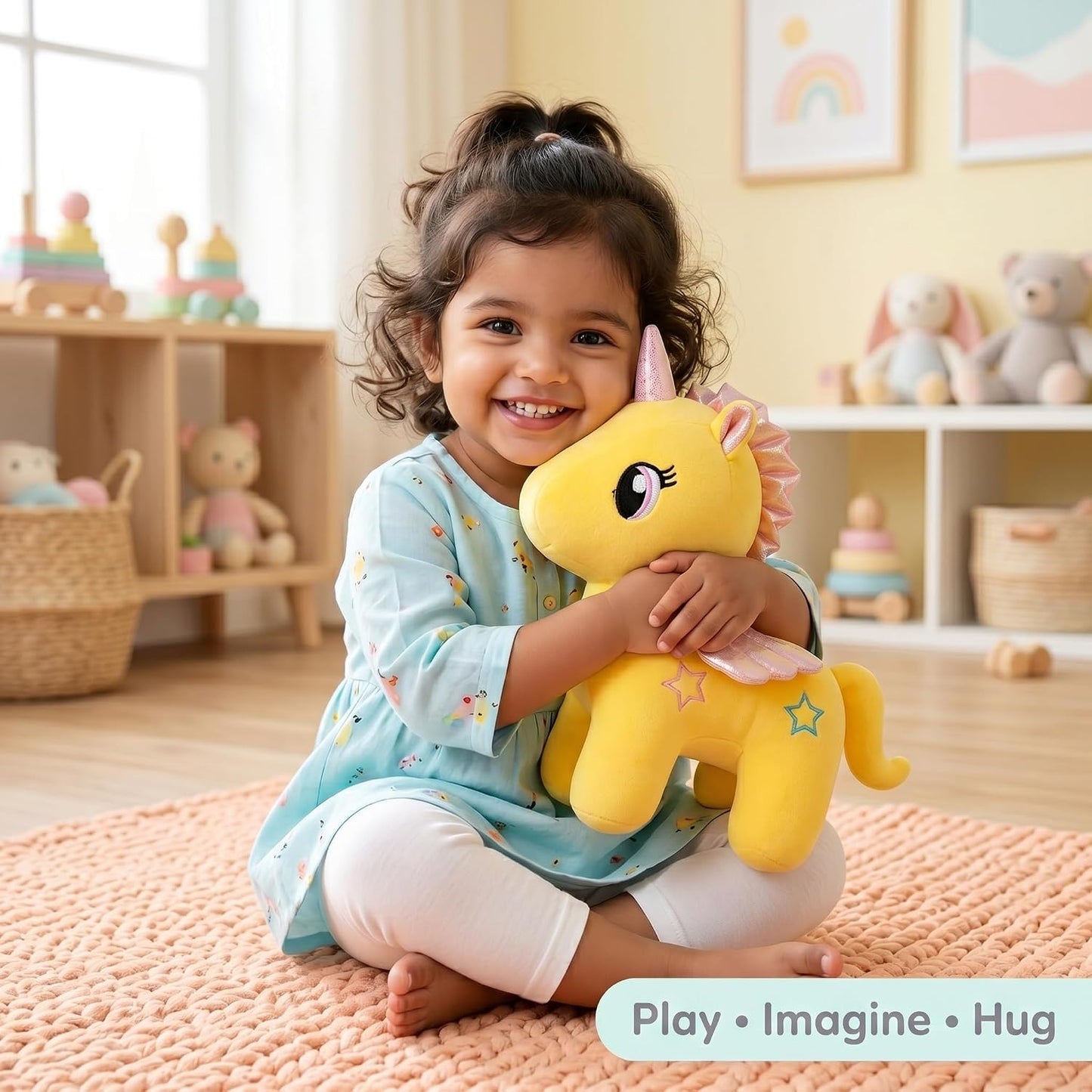 Unicorn Plush Soft Toy for Kids (25 cm) | Ultra Soft Cute Unicorn with Sparkle Horn & Wings | Huggable Gift Toy for Boys & Girls
