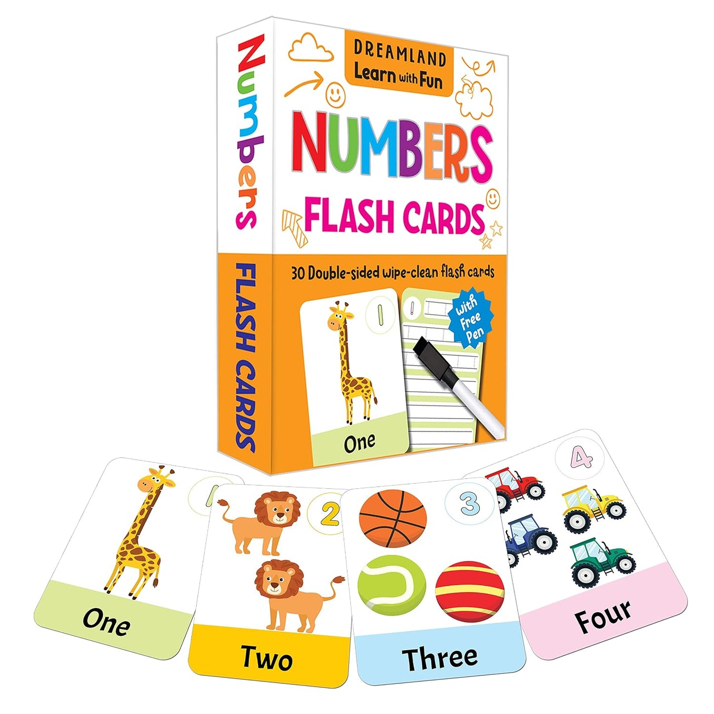 Flash Cards Numbers | 30 Double-Sided Wipe-Clean Flash Cards for Kids with Free Pen | Learn Counting & Number Recognition | Early Math Practice for Preschool & Kindergarten | Laminated, Durable Educational Cards