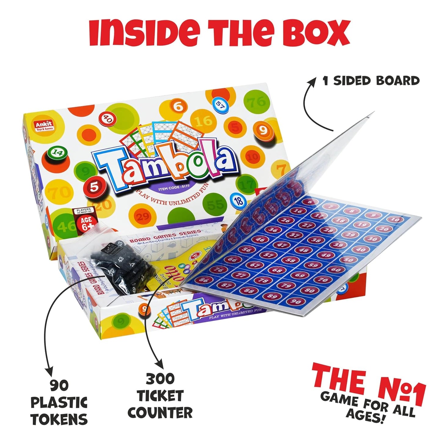 Ankit Toys & Games Tambola Game Classic Family Fun Board Game Interactive Social Entertainment Durable Set for Kids and Adults Ages 6+ Perfect for Gatherings (Board Size 38 * 38 Cm)