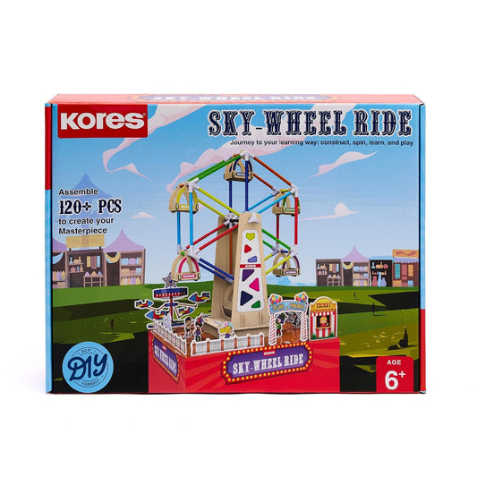 Kores Sky Wheel Ride Construction Toy Set | 120+ Pieces | DIY Ferris Wheel & Carnival Booths | STEM Building Toy for Kids Age 6+ | Creative Play & Skill Development
