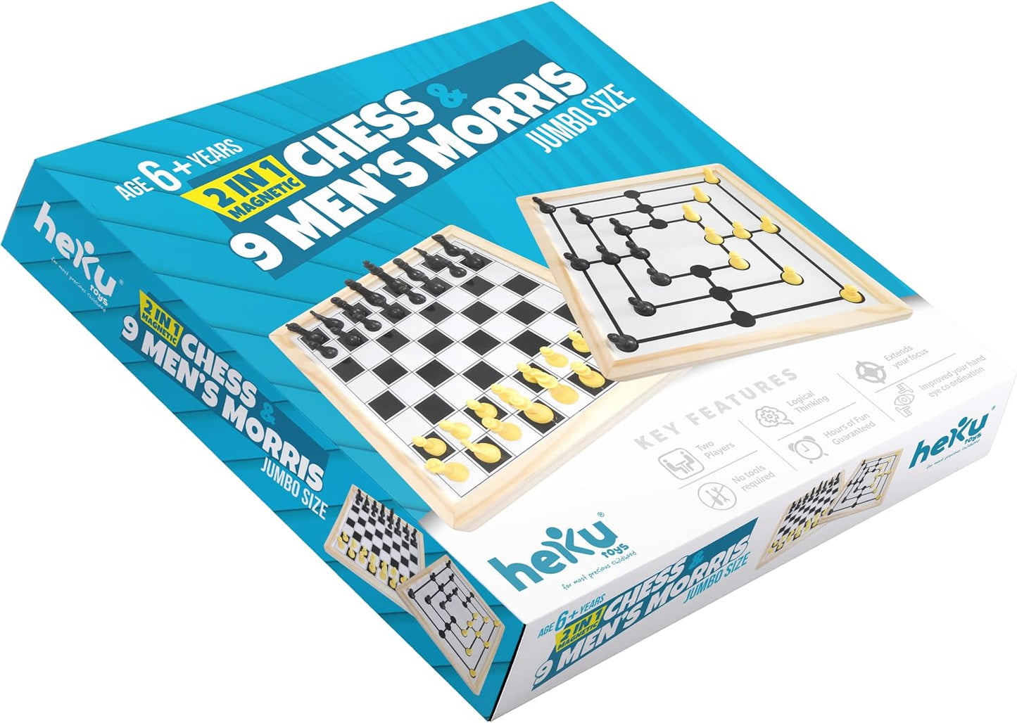 ZUDO TOYS Family Game (2 in 1 Chess & 9 Men)
