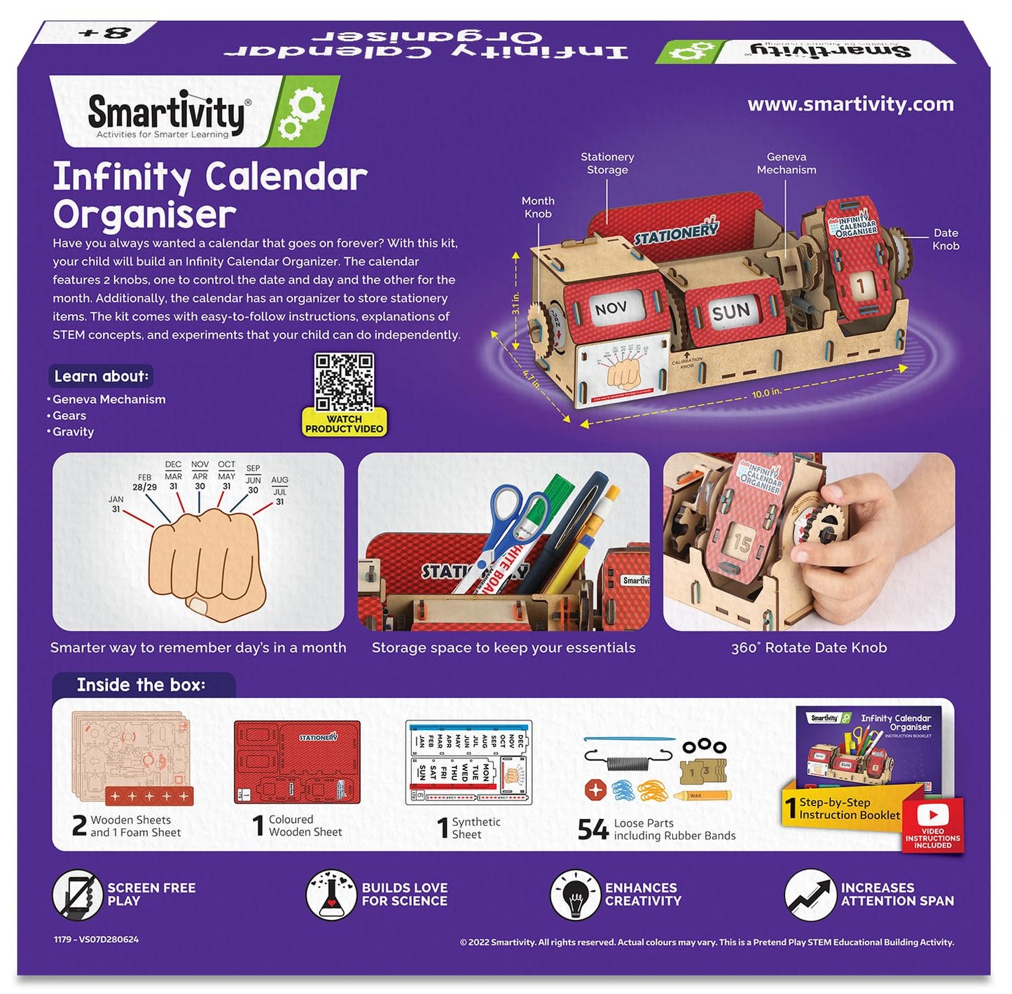 Smartivity DIY Infinity Calendar & Organizer for Kids 8-14 Years | Stationery Organiser with Infinity Calendar | STEM Science Toy | Birthday Gift for Girls & Boys 8-14 Years