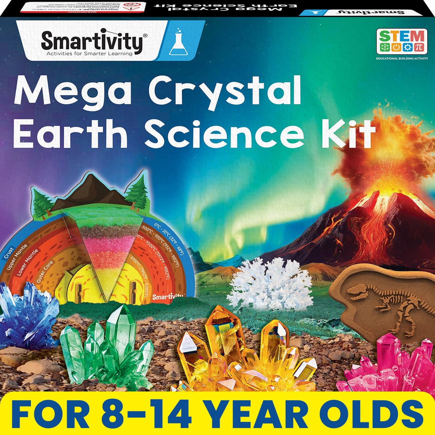 Smartivity Mega Crystal Earth Science Kit for Kids 8-14 Years | Explore Earth, Crystal & Fossilization Concepts | STEM Science Toy | Birthday Gift for Boys & Girls 8-14 Years