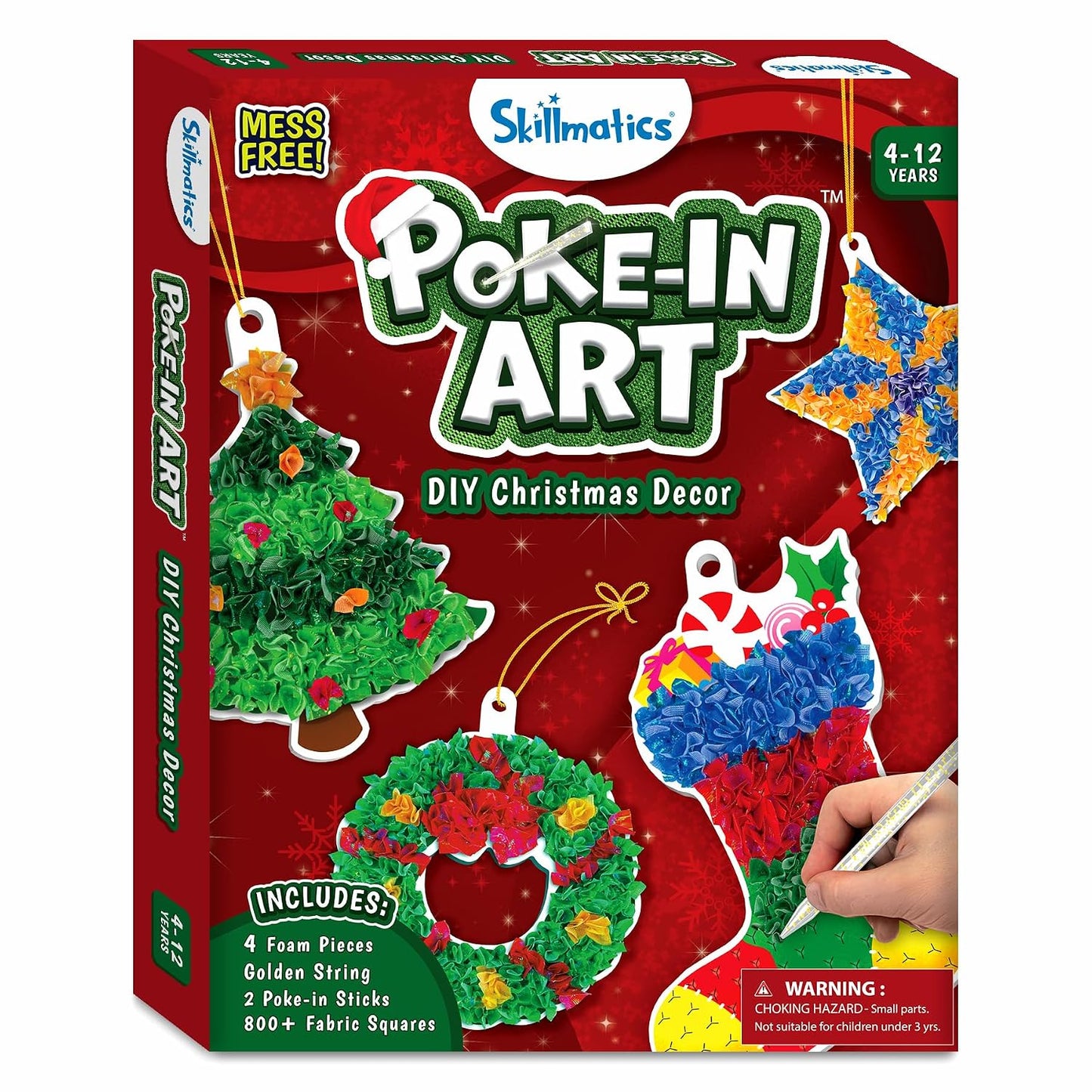 Skillmatics Poke-in Art – Christmas Decor, DIY Craft Kits | Mess-Free Art for Kids, Creative Activity, Screen-Free, Gift for Ages 4, 5, 6, 7, 8, 9, 10, 11, 12
