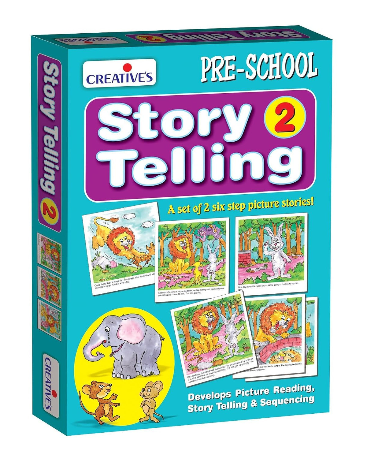 CRE0613 Story Telling 2 Card Game (Multi-Color, 12 Pieces) & CRE0687 Build A Sentence - 1 Card Game (Multi-Color, 60 Pieces) & CRE0642 Action Words Puzzle