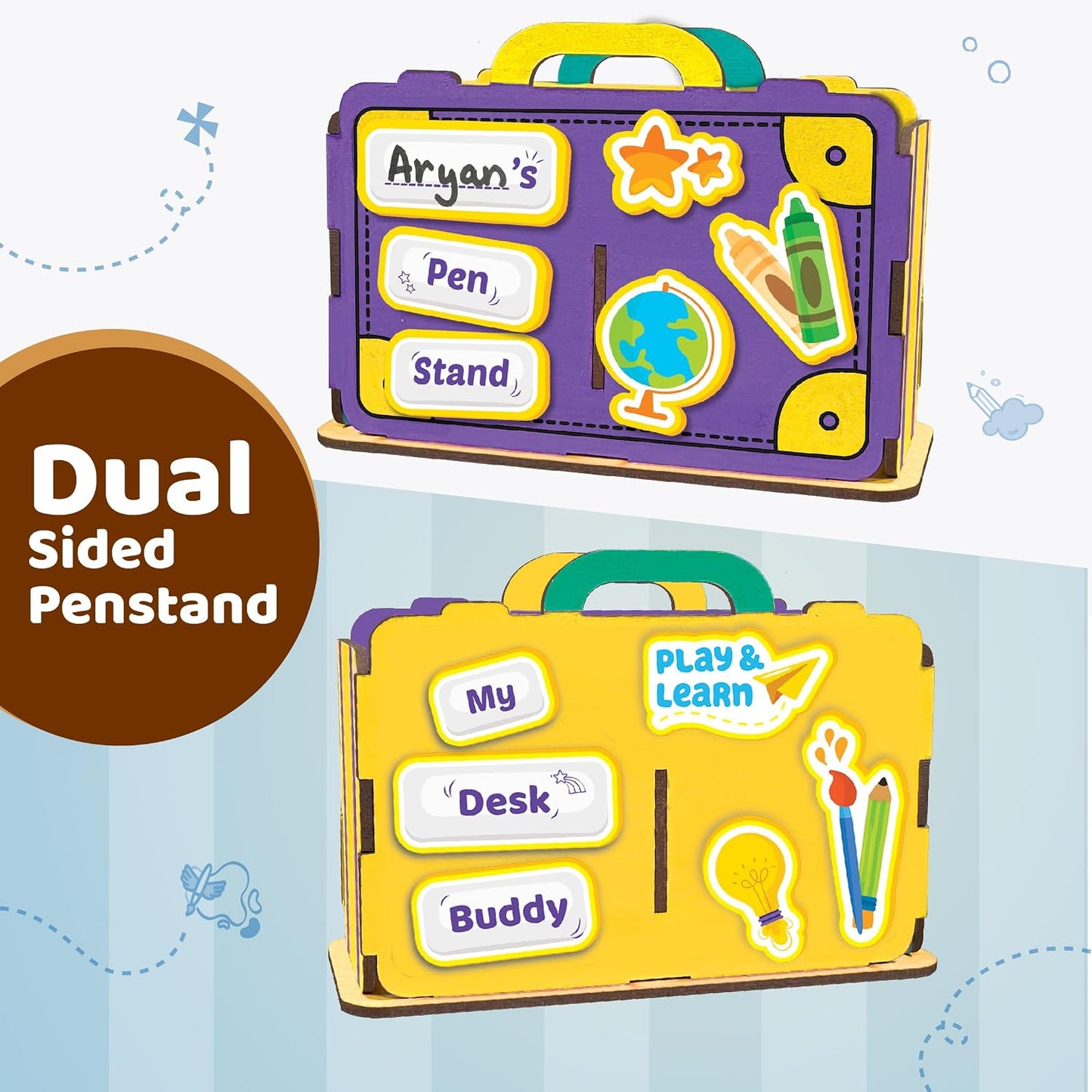 Imagimake DIY Wood Art Pen Stand | Make Customized Wooden Pen Stand | Colouring & Painting DIY Kit | Birthday Gift for Kids Age 5,6,7,8 | Art & Craft Kit for 6 Year Old Kids
