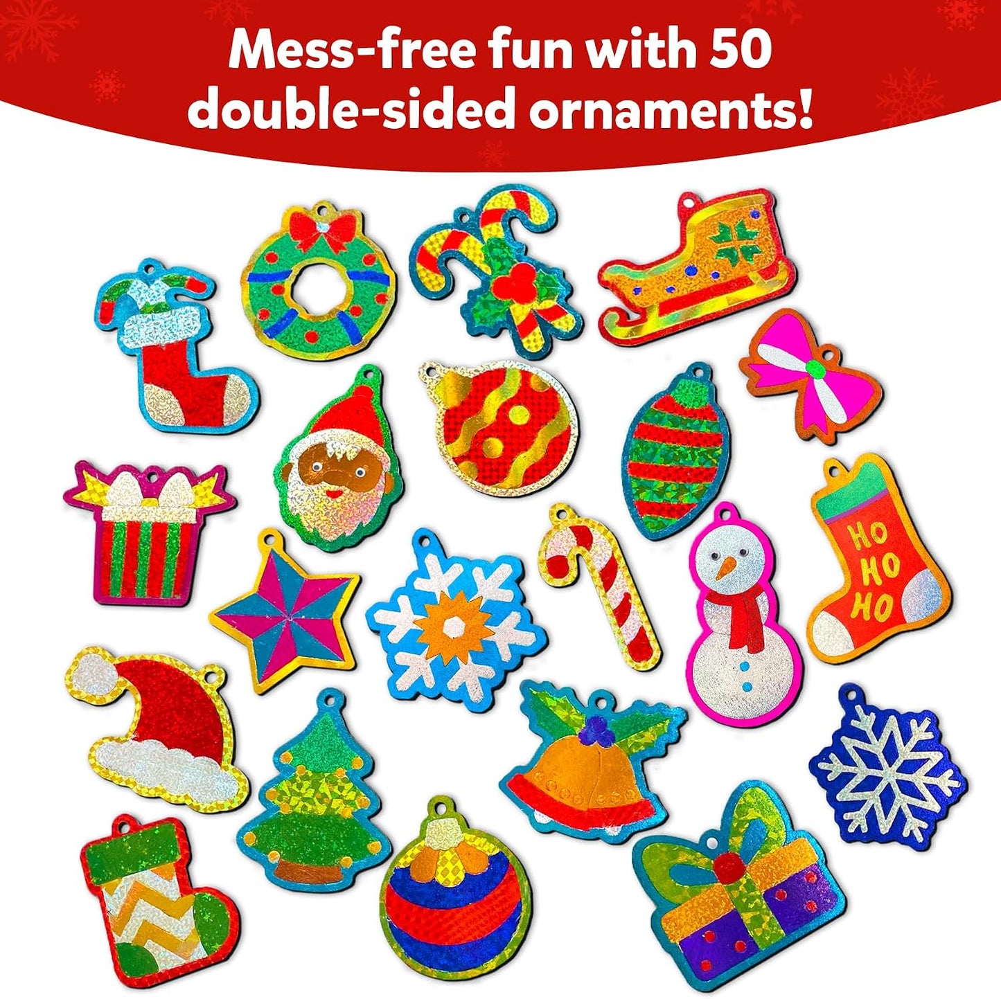 Skillmatics Foil Fun Christmas Ornaments, Foil Art, Gifts for Boys & Girls | DIY Foil Art Activity for Kids, 250+ Stickers Travel Toys, Stocking Stuffers, Mess-Free, Screen-Free, Ages 4, 5, 6, 7, 8, 9