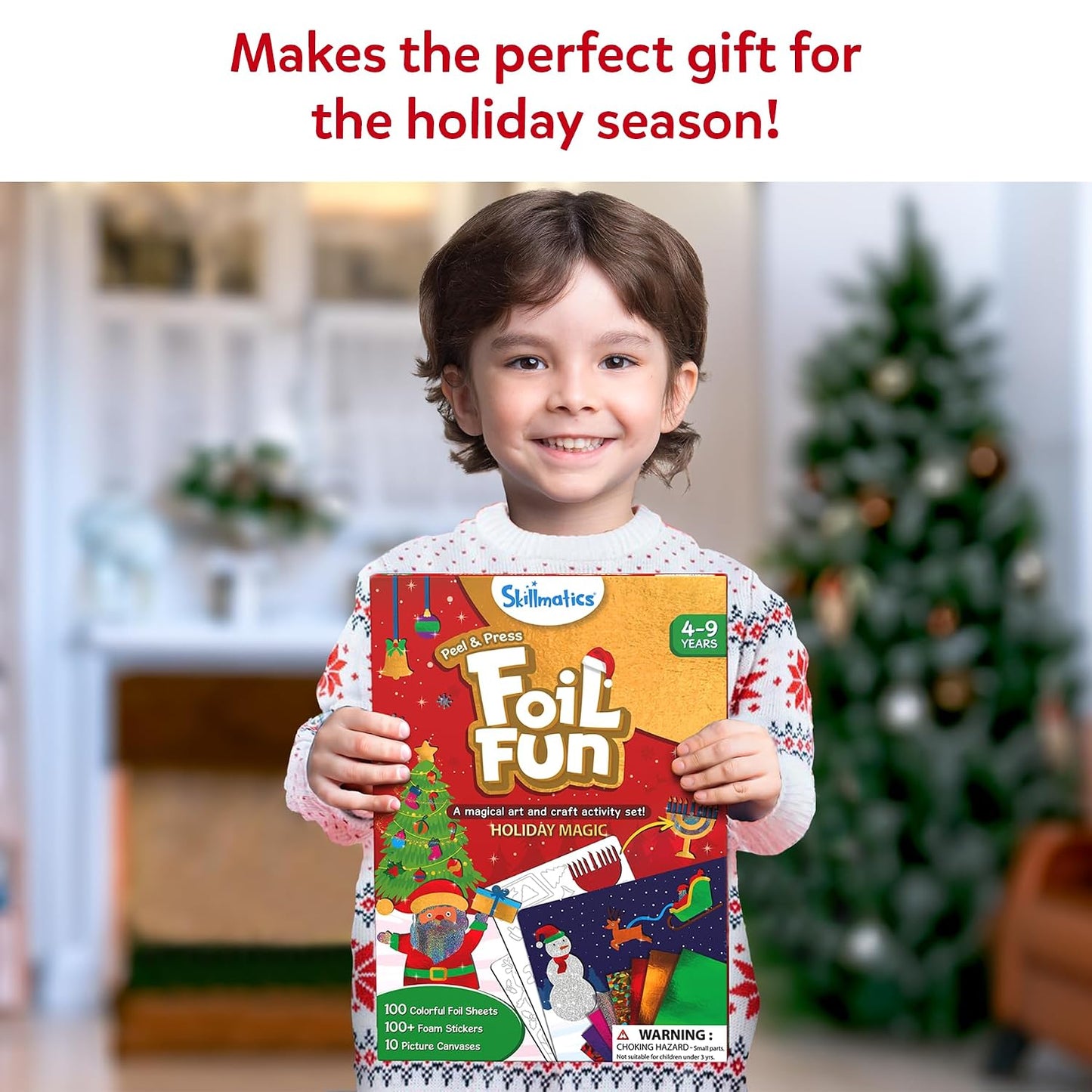 Skillmatics Foil Fun – Holiday Magic, Mess-Free Holiday Art & Craft Kit | DIY Foil Art Activity for Kids, Travel Toys, Gift for Boys & Girls Ages 4, 5, 6, 7, 8, 9