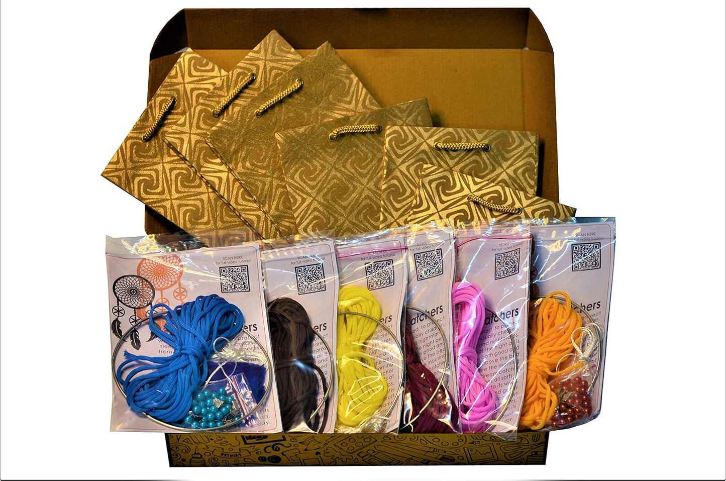DIY Dream Catcher Making Kit.Pack of 6.Craft Kit.Art and Craft Kit.Return Gift.Birthday Return Gift.Multi Colour.The Brown Box.