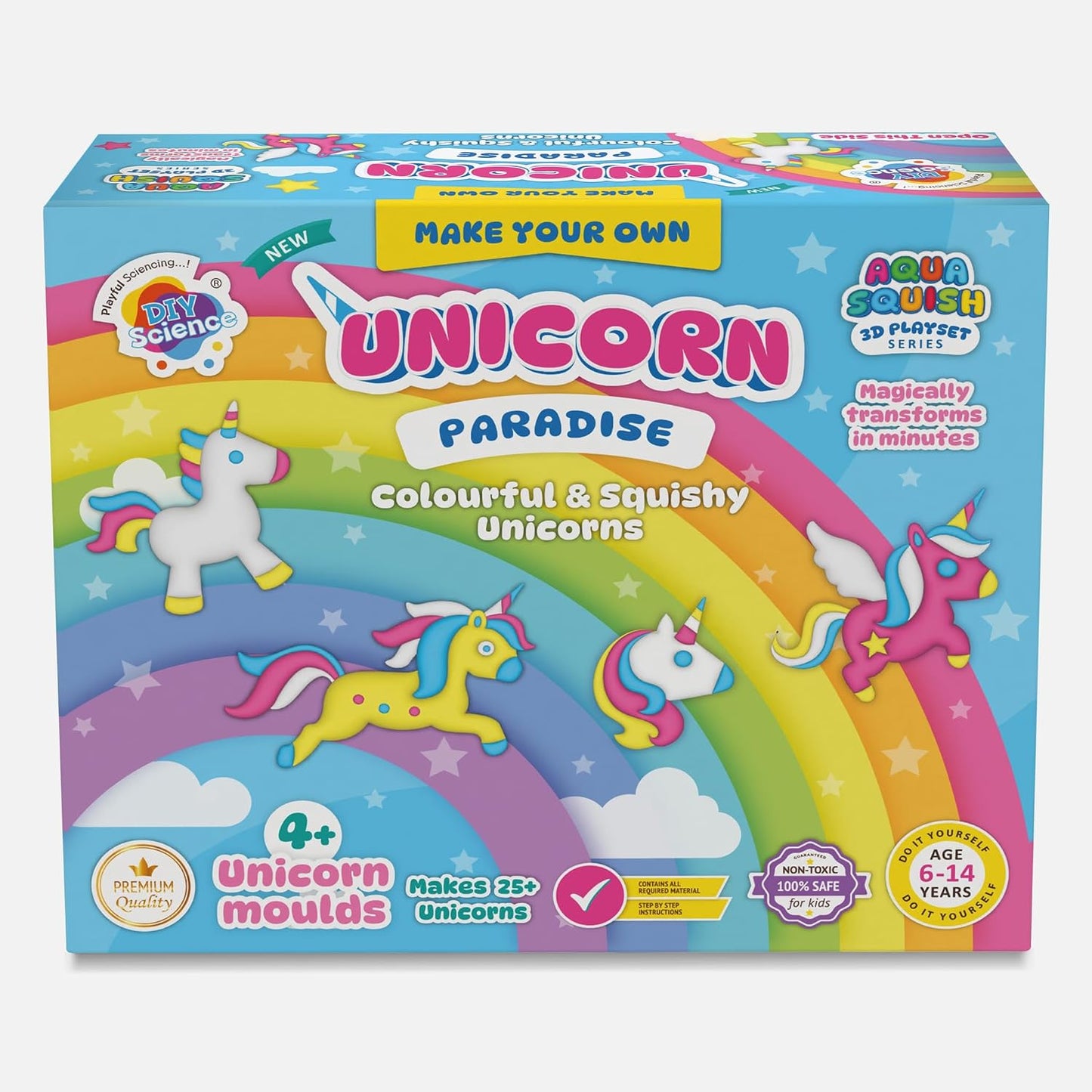 Aqua Squish Kit | Make 3D Colourful and Soft Squishy | Magic Water Elf Gel Toys for Girls and Boys (Unicorn Paradise)