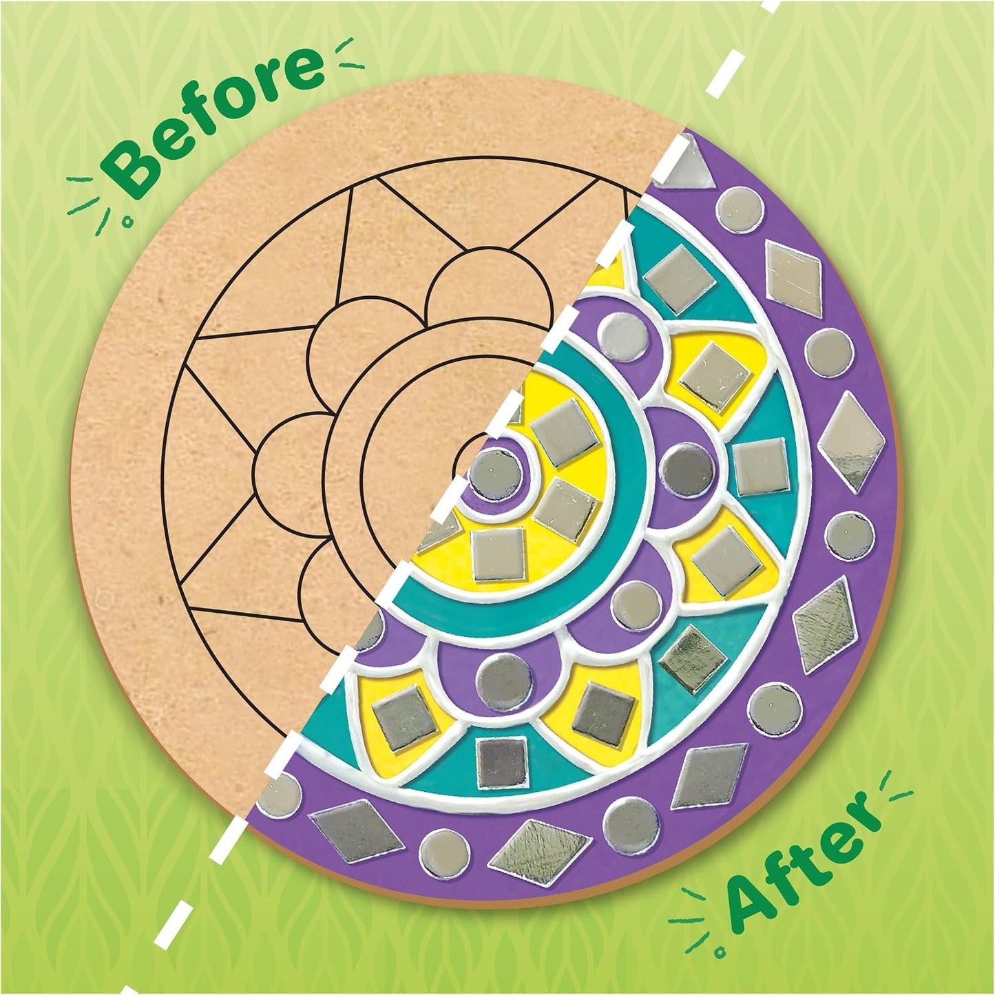 Imagimake DIY Lippan Art Kit | Art & Craft Kit for Girls Age 8+ | Lippan art kit: 3 wooden bases, 3 acrylic markers, 150+ sequins & 2 clay tubes; mirrorwork, clay & colour; girls 9-12