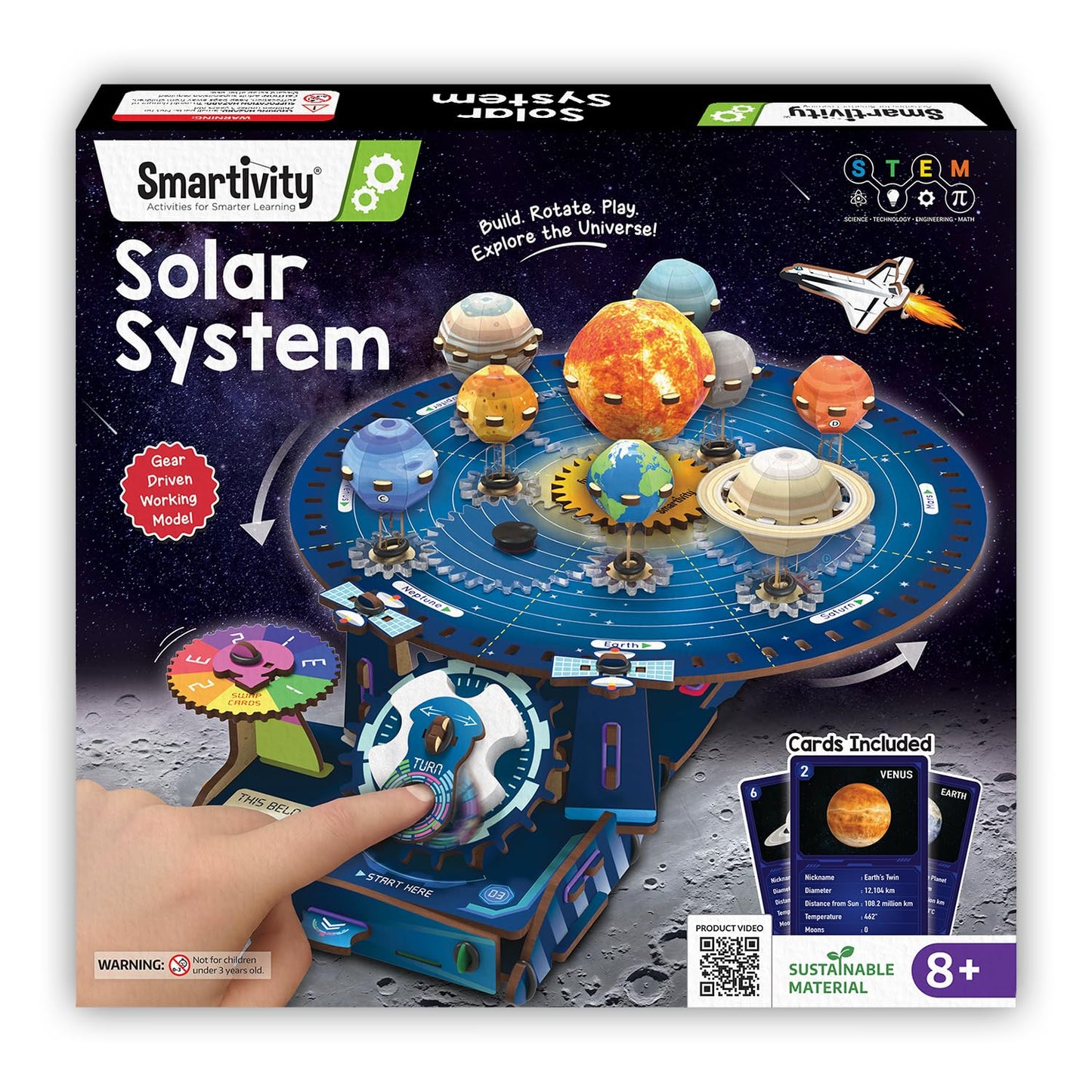 Smartivity DIY Solar System Kit - Gear-Driven Planet Model for Kids 8-14 | Build, Rotate & Explore the Planets | Learn Solar System & Science Facts | Birthday Gift for Boys & Girls 8-14 Years