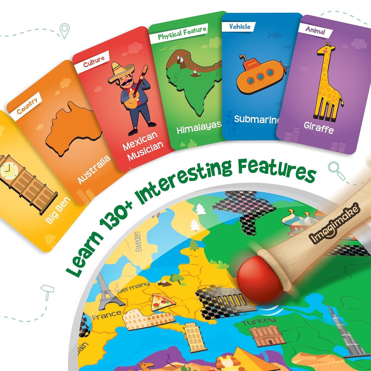 Imagimake Mapology Hidden Quest World Map | Educational Game Age 5+ | World map board game: 110 cards, 40+ swipe & reveal magic patches, super swiper, timer & gems; learn 130+ world features
