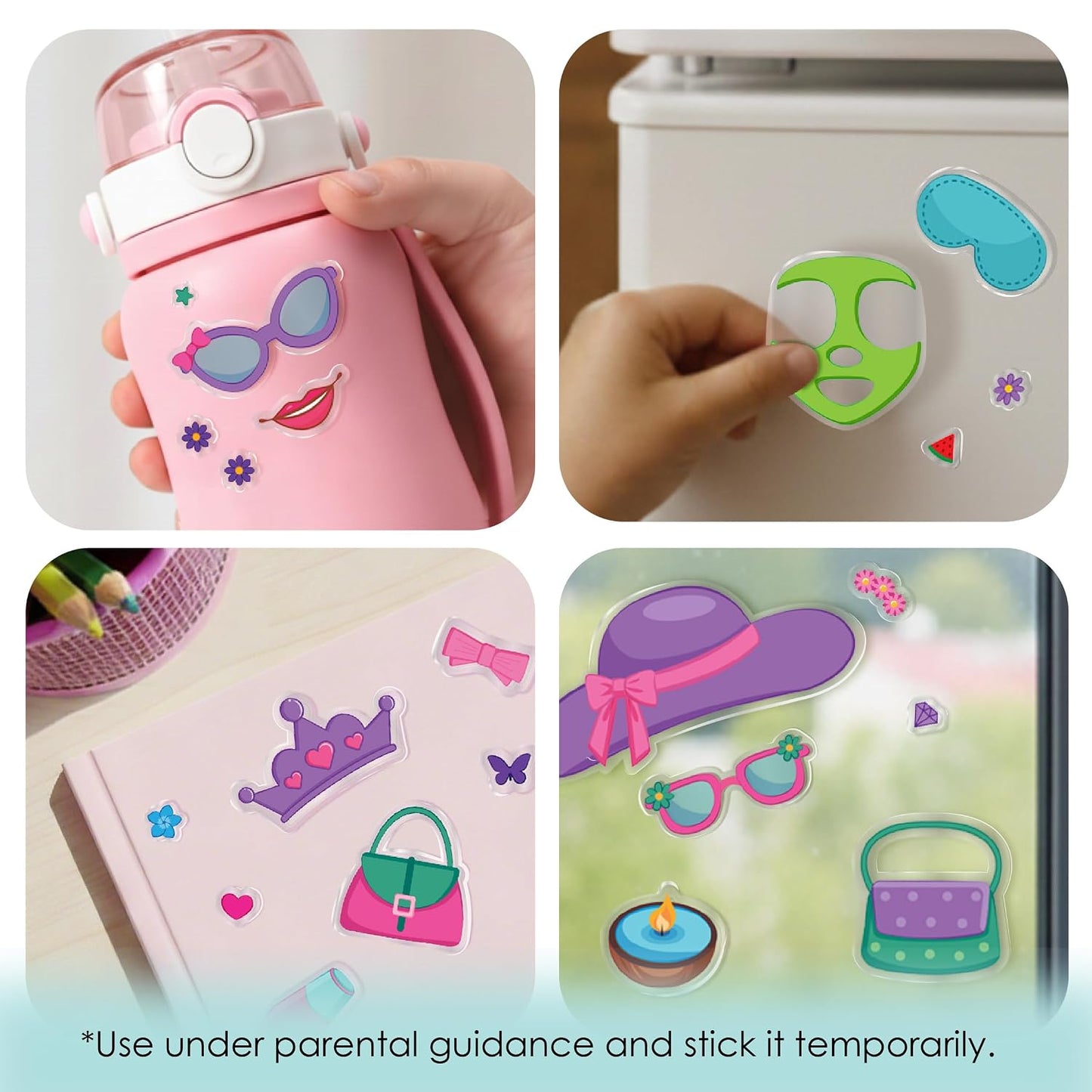 Imagimake Reusable Sticker Hair & Makeup | Pretend Play for Girls | Age 3+ | 150+ waterproof reusable stickers & 6 salon scenes; mess-free hair, makeup & nail styling—perfect travel activity