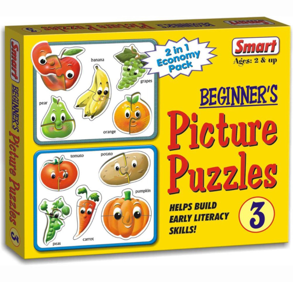 Creative's First Puzzles - Jungle Animals (6 Pieces,Multi-Colour)&Smart Fruits and Vegetables Puzzle, 4 Set of Picture Puzzles with 2 Board,for Kid