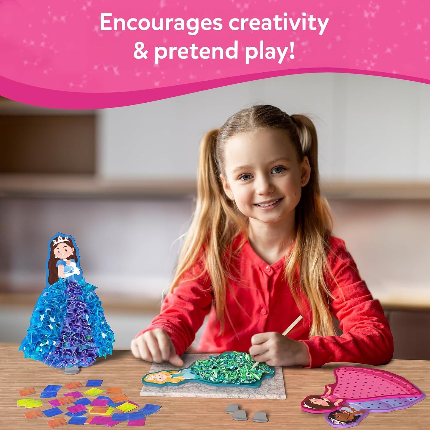 Skillmatics Poke-in Art – Magical Princesses, DIY Craft Kits | Mess-Free Creative Fun for Kids, Colourful Craft Activity, Gifts for Girls & Boys Ages 4, 5, 6, 7, 8, 9