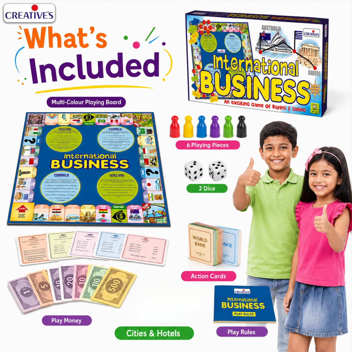 Creative's International Business Board Game - Business Tycoon Game for Kids & Adults, Learning & Educational Game - Best Gift for Unisex Kids - Ages 6 & Up