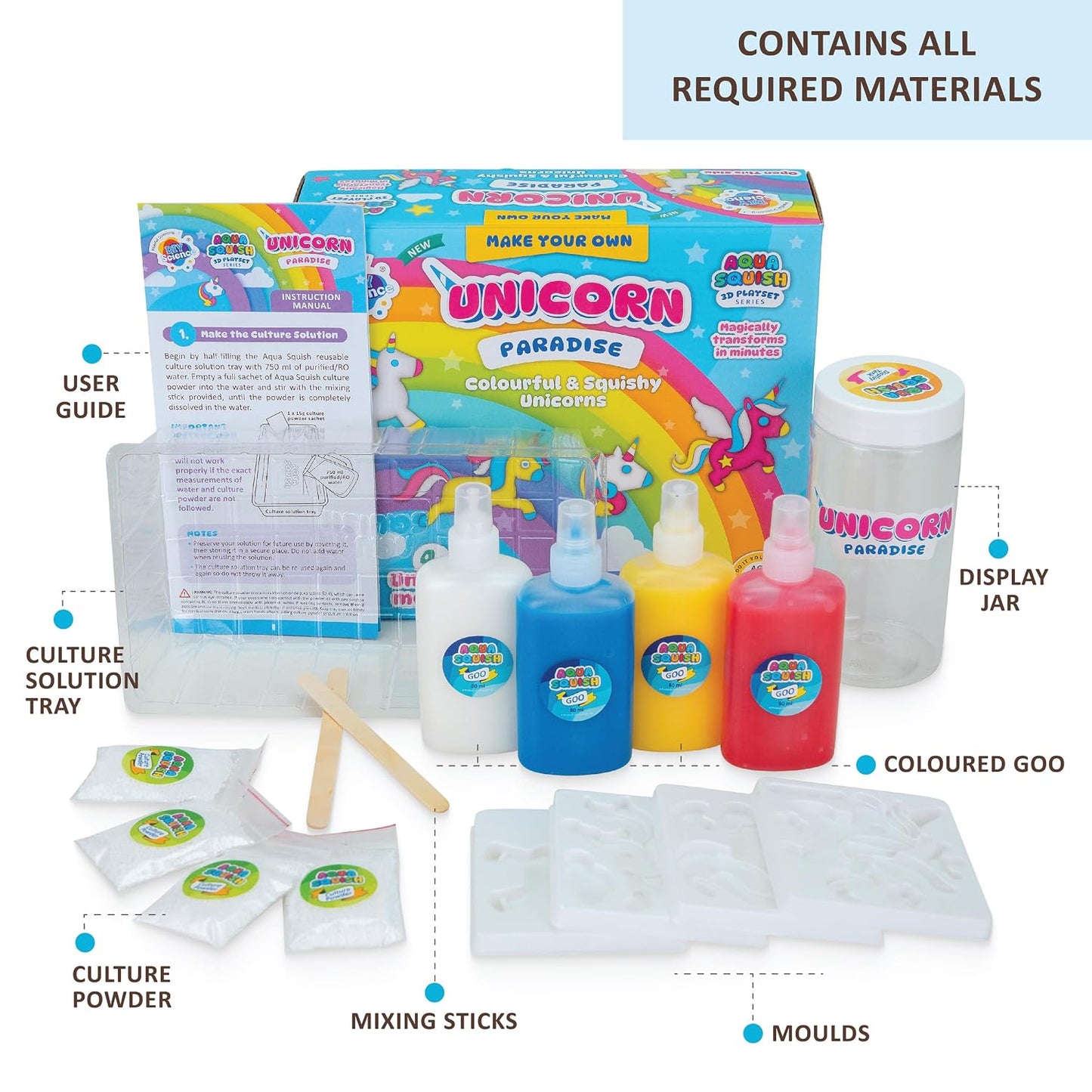 Aqua Squish Kit | Make 3D Colourful and Soft Squishy | Magic Water Elf Gel Toys for Girls and Boys (Unicorn Paradise)