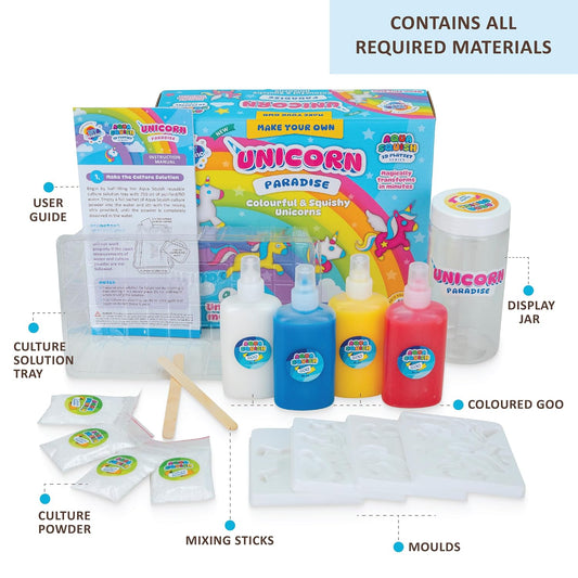 Aqua Squish Kit | Make 3D Colourful and Soft Squishy | Magic Water Elf Gel Toys for Girls and Boys (Unicorn Paradise)